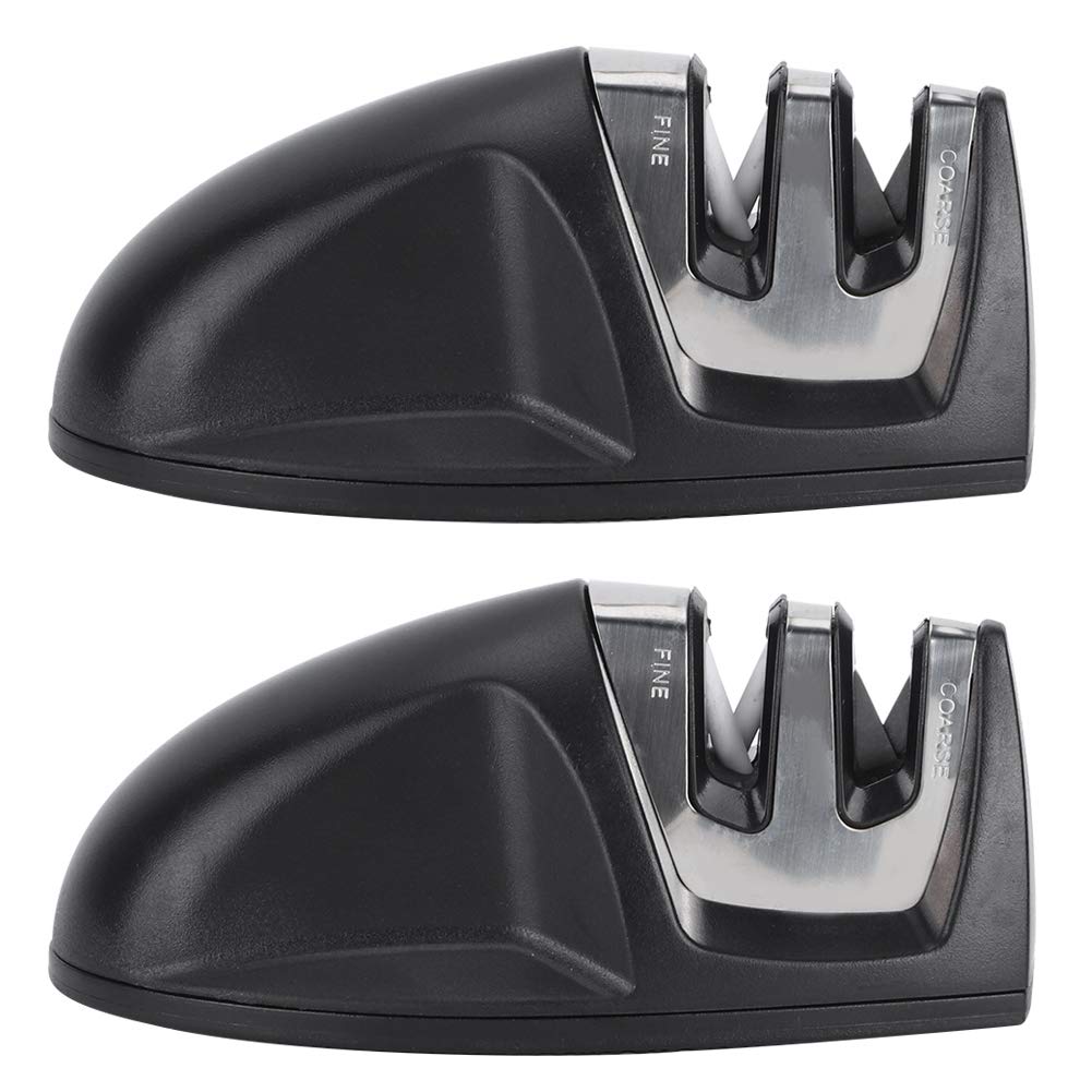 2Pcs Double Groove Knife Sharpener - Flat Bottom Kitchen Knife Sharpening Tool for Chef & Home Use - Perfect for Kitchen, Camping & Outdoor Cooking Accessories