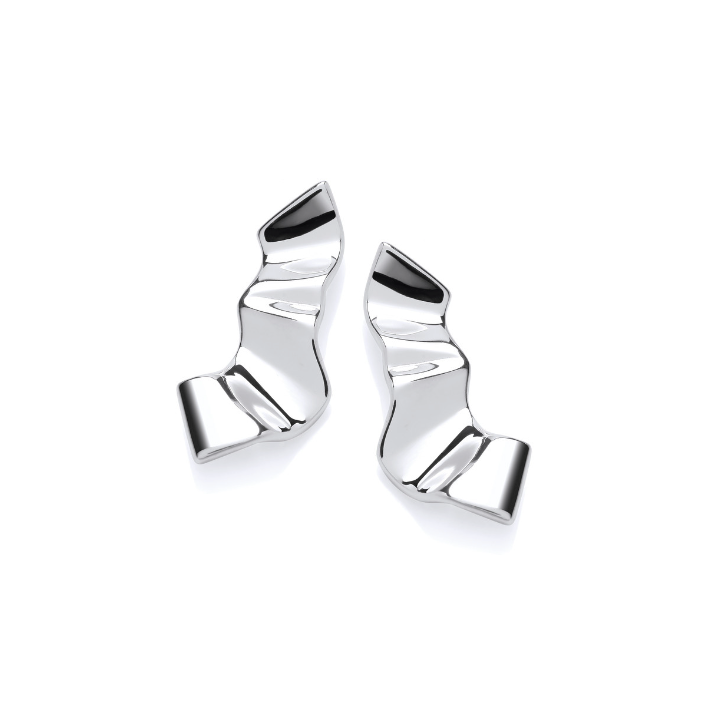 Elegant Silver Shimmering Fold Earrings for Women - Perfect for Parties, Weddings & Everyday Wear