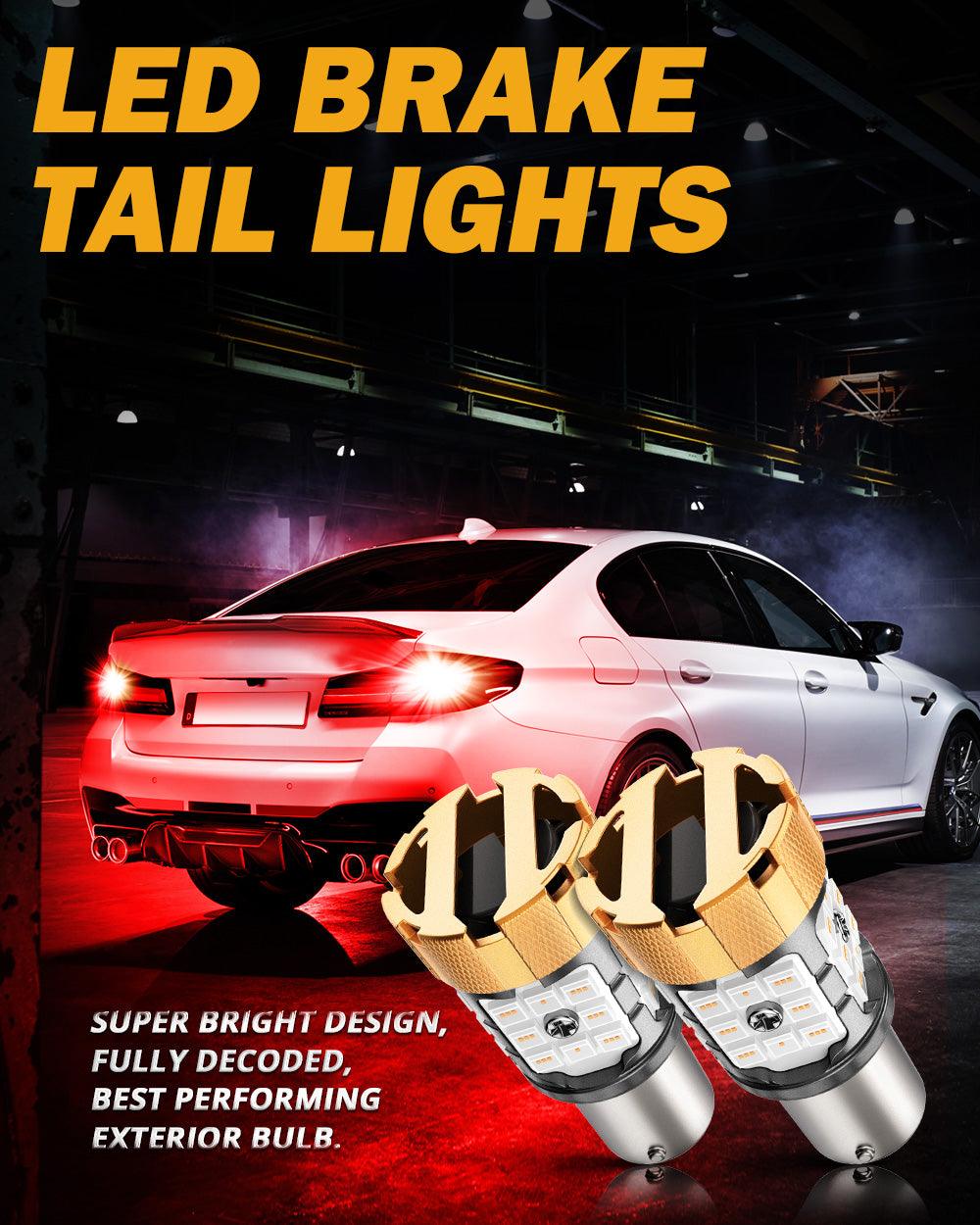 1157 BAY15D LED Brake and Tail Light Bulbs - 50W 4000LM Super Bright Red Lights - CAN Bus Error Free - B21 PRO Series (2 Pack) - Perfect for Cars, Trucks, SUVs, and Motorcycles
