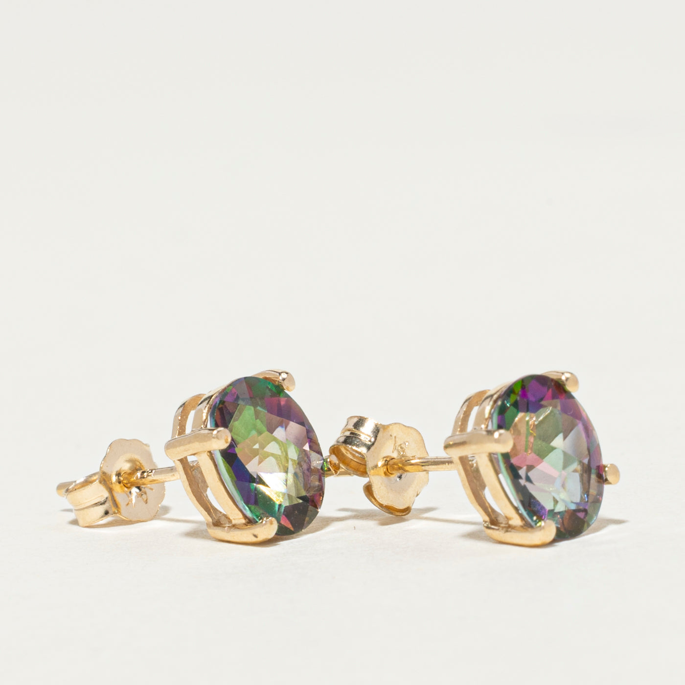 14K Gold Mystic Topaz Stud Earrings - 2.60 Carat Total Weight | Elegant Jewelry for Women, Perfect Gift for Birthday, Anniversary & Special Occasions