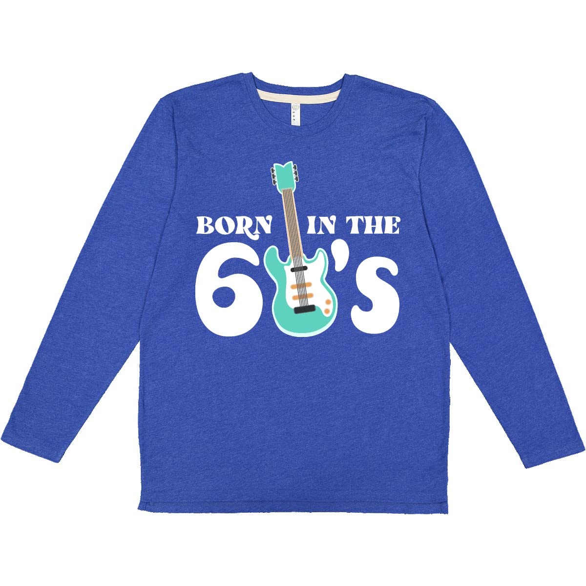 Inktastic Vintage 1960s Born in The 60s Electric Guitar Graphic Long Sleeve T-Shirt - Retro Music Lover Gift for Concerts & Casual Wear