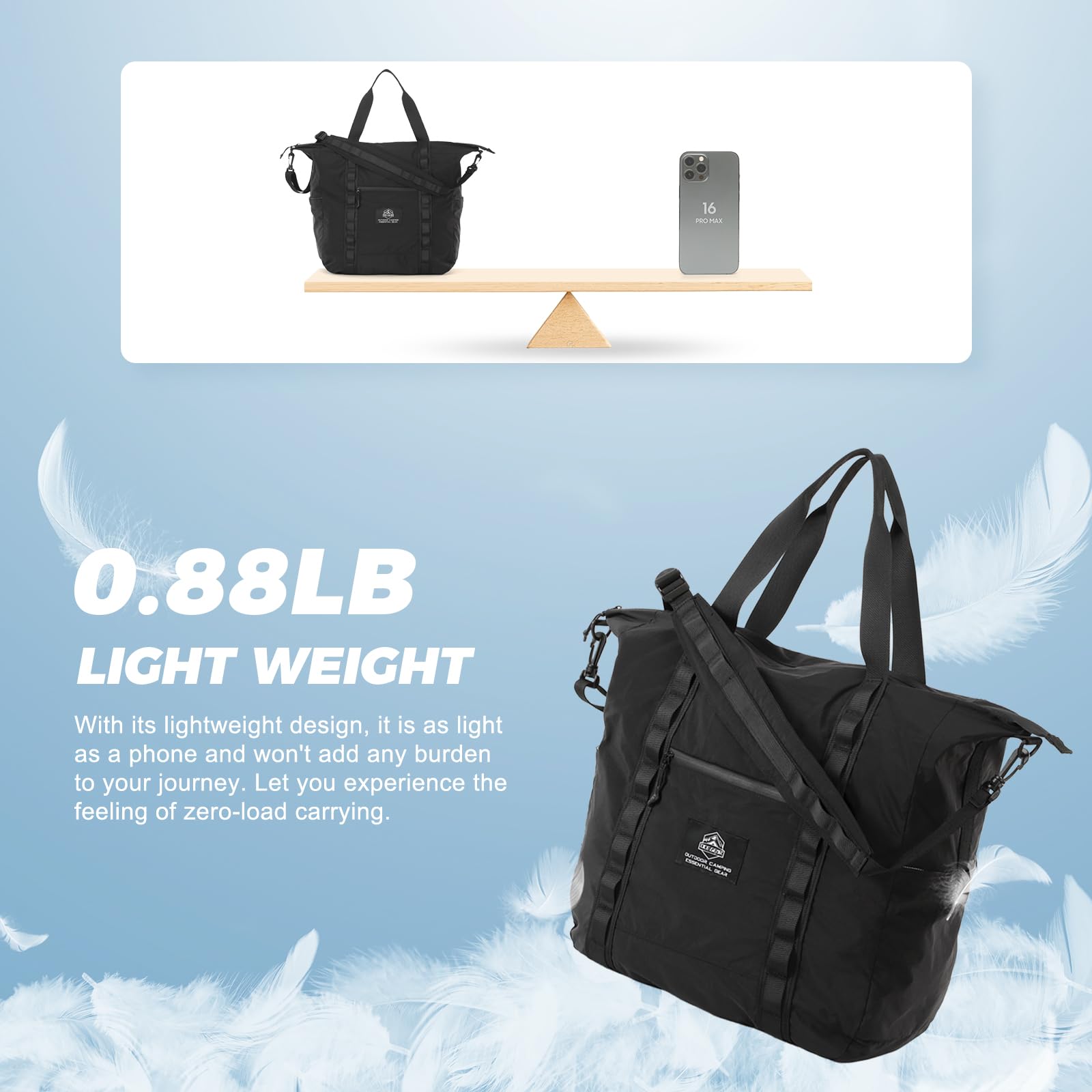 Lightweight Travel Backpack for Men & Women - Waterproof Carry-On Overnight Bag with Removable Shoulder Strap & Luggage Trolley Sleeve - Perfect for Weekend Getaways, Business Trips & Airplane Travel