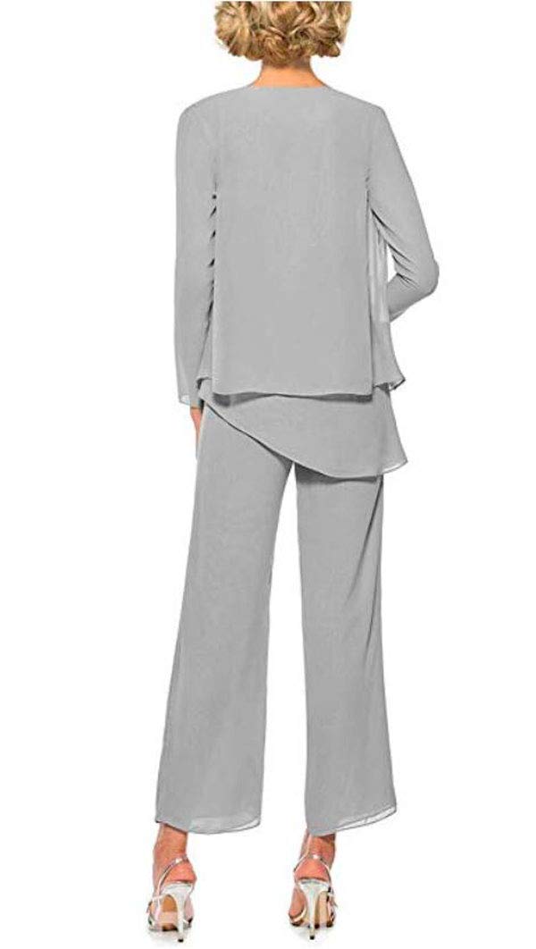 Elegant Plus Size Chiffon Mother of The Bride Pants Suit with Jacket - 3 Piece Formal Women's Outfit for Wedding, Prom & Special Occasions