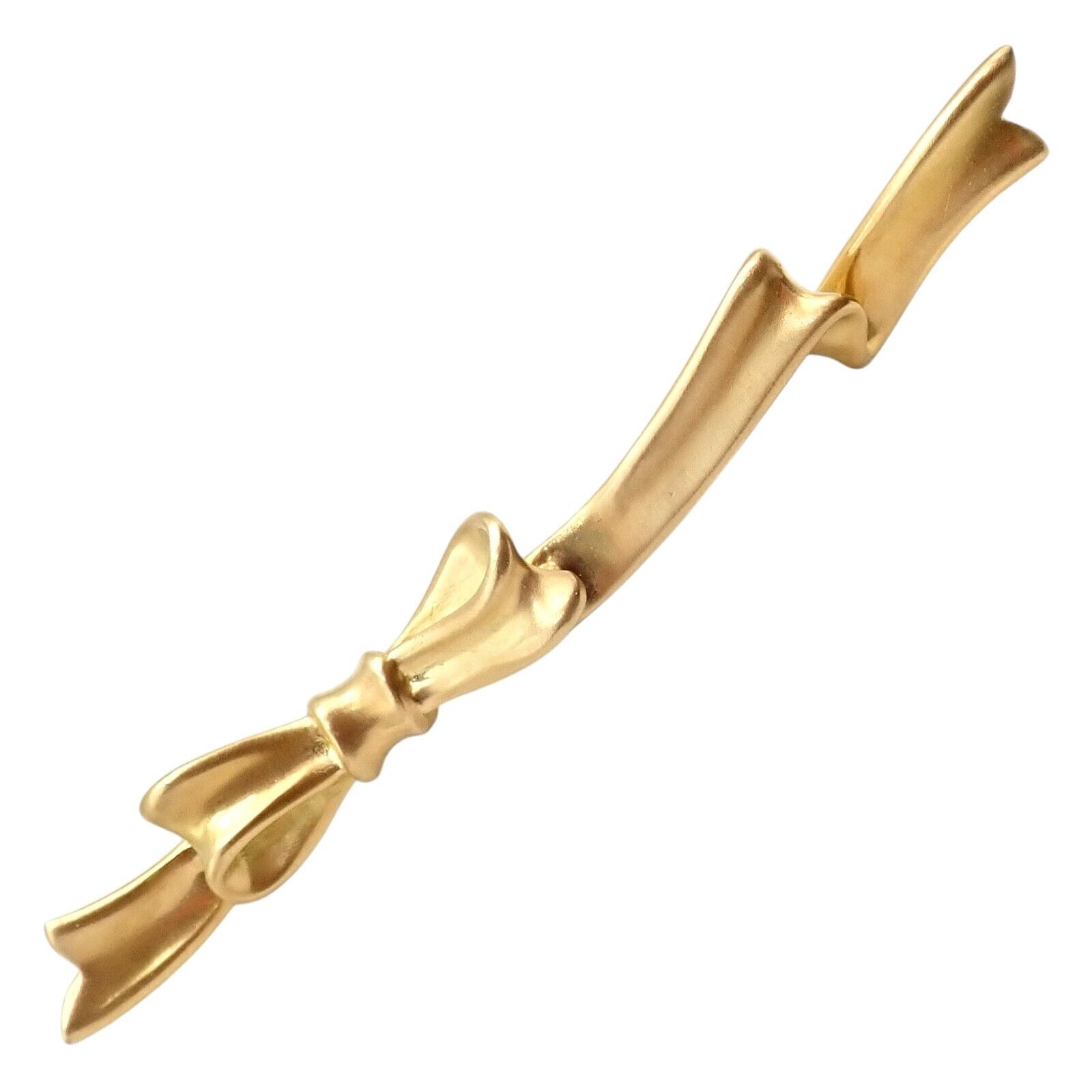 Authentic Angela Cummings 18k Yellow Gold Long Ribbon Bow Pin Brooch Vintage 1984 - Elegant Jewelry Gift for Women, Perfect for Weddings, Parties & Special Occasions