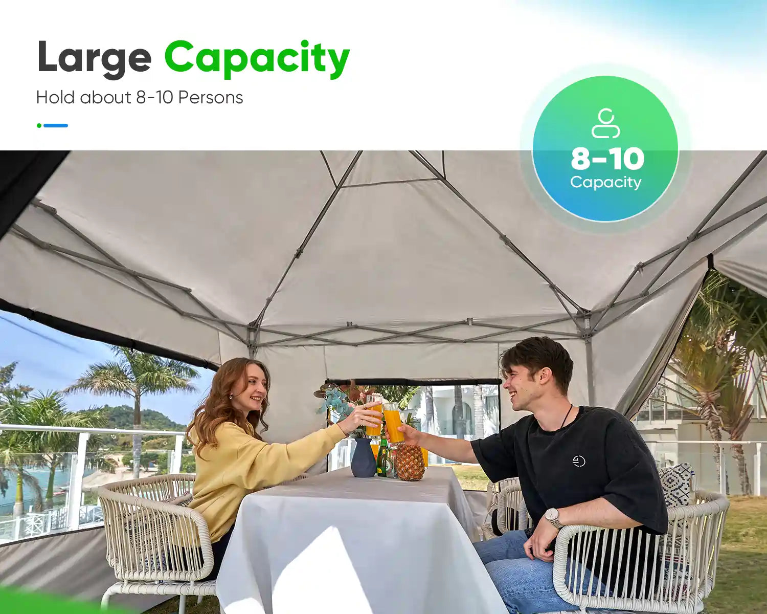 10' x 10' Pop Up Privacy Canopy Tent with Side Walls - Perfect for Outdoor Events, Beach Parties, and Backyard Gatherings