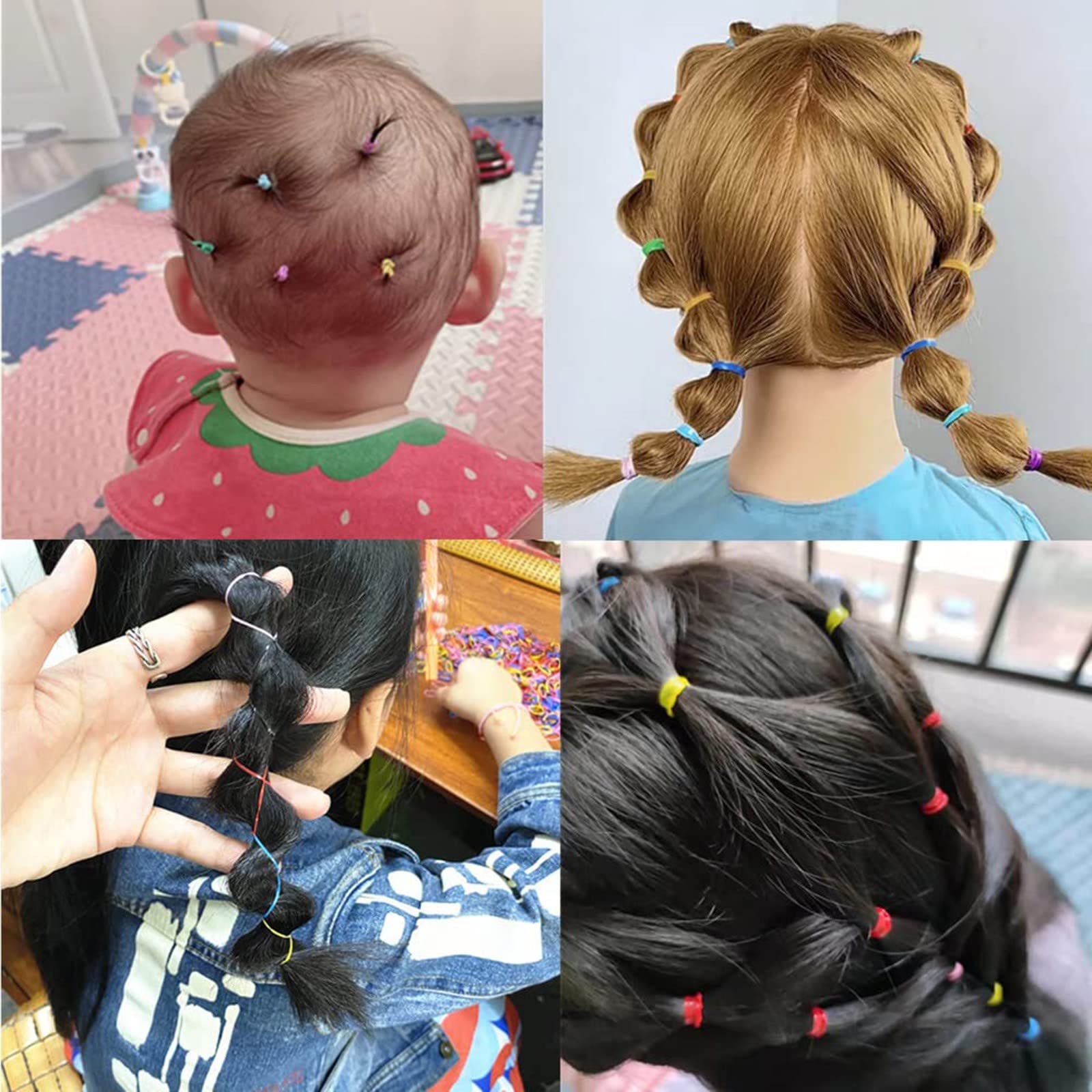 1500 Pcs Mini Rubber Bands for Hair - Soft Elastic Hair Ties for Kids Braids, Wedding Hairstyles & Hair Accessories - Tiny Silicone Hair Rings for Braiding, Ponytails & Hair Holders (One Size) - Perfect for School, Parties & Daily Hair Styling
