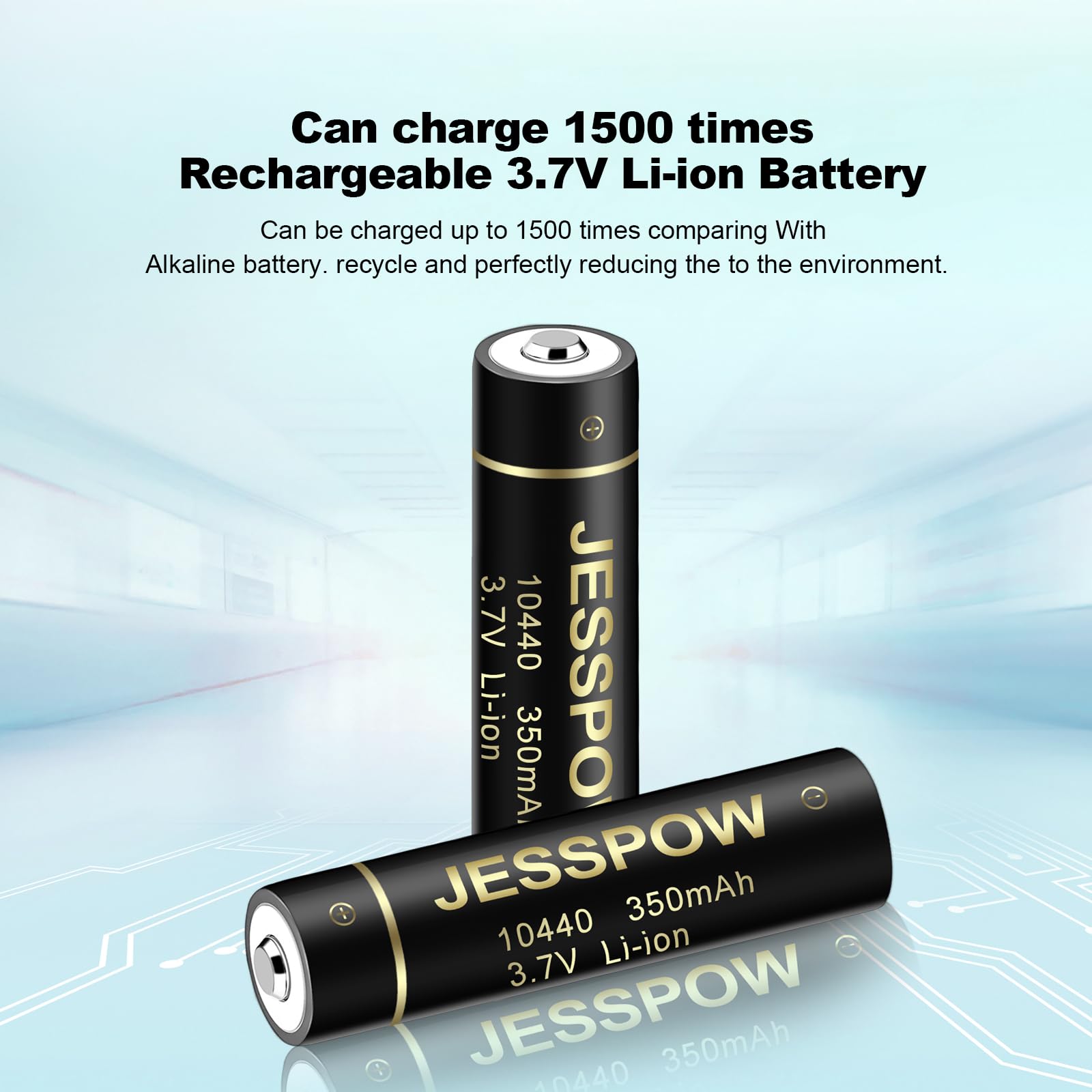 10440 Rechargeable Li-ion Battery 3.7V 350mAh - 4 Pack for LED Flashlights, Torches & Portable Electronics - Perfect for Camping, Emergency Kits & Outdoor Adventures