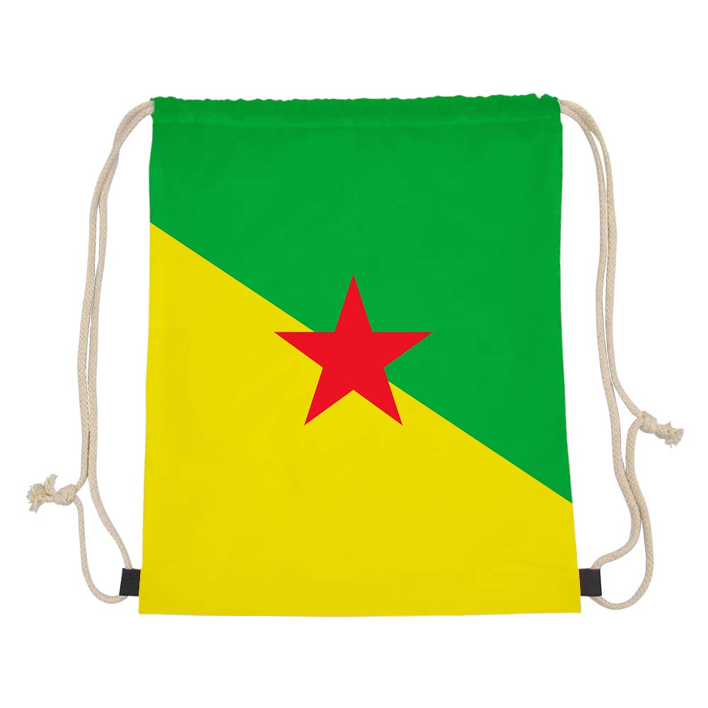 Gym Drawstring Bags with French Guiana Flag Design - Lightweight Sports Sackpack for Workout, Travel & School | Perfect for Gym, Beach & Outdoor Activities