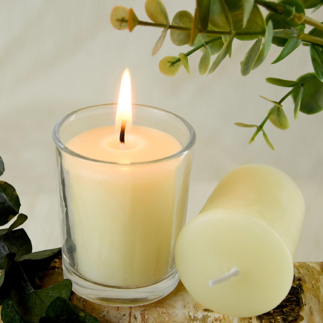 4PCS Pure Beeswax Votive Candles - Unscented with Natural Honey Aroma, 15 Hours Burn Time Each (White) | Perfect for Relaxation, Meditation, Home Decor & Romantic Ambiance