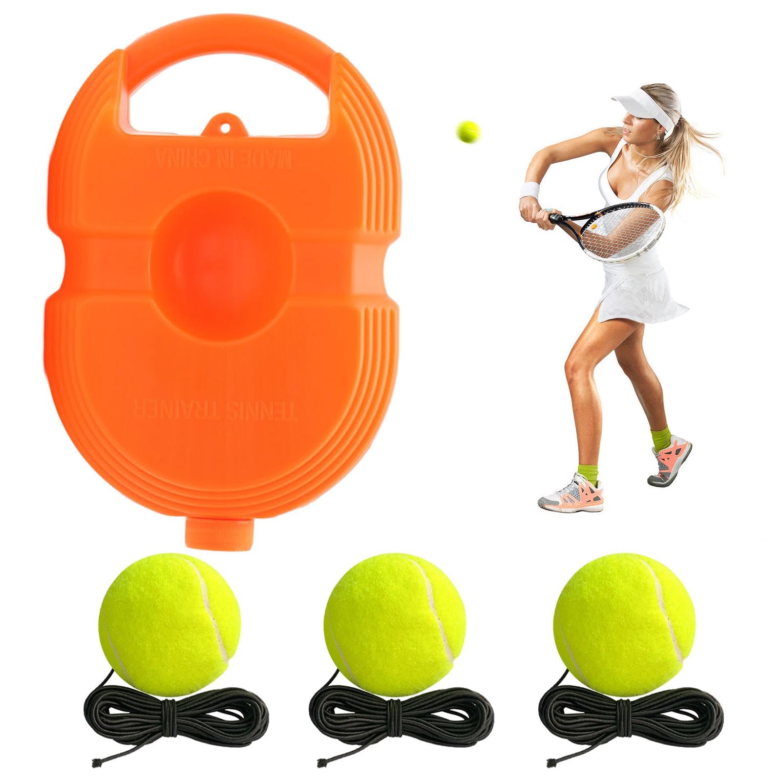 Portable Tennis Trainer Rebound Ball with 3 String Balls - Solo Tennis Training Equipment for Beginners | Perfect for Backyard Practice, Self-Training & Improving Tennis Skills
