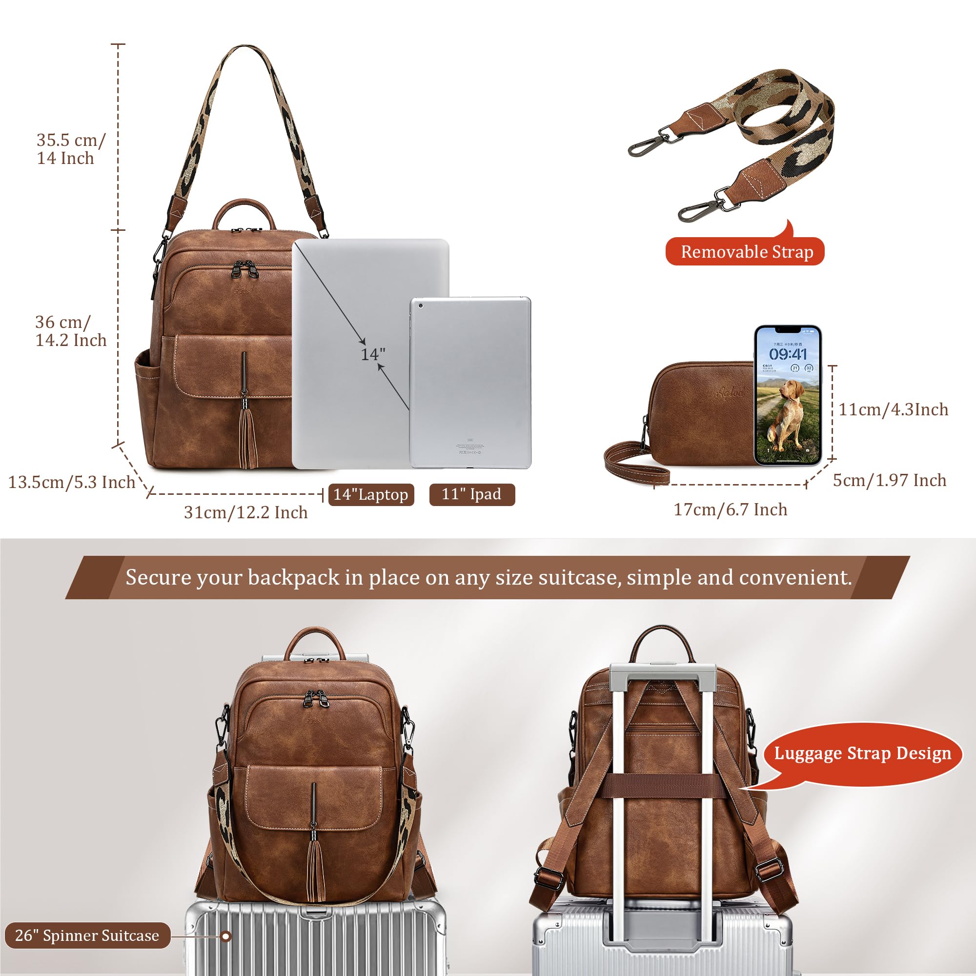 Stylish Leather Backpack Purse for Women - Fashionable Tassel Shoulder Bag with Large Capacity | Perfect for Work, Travel & Everyday Use
