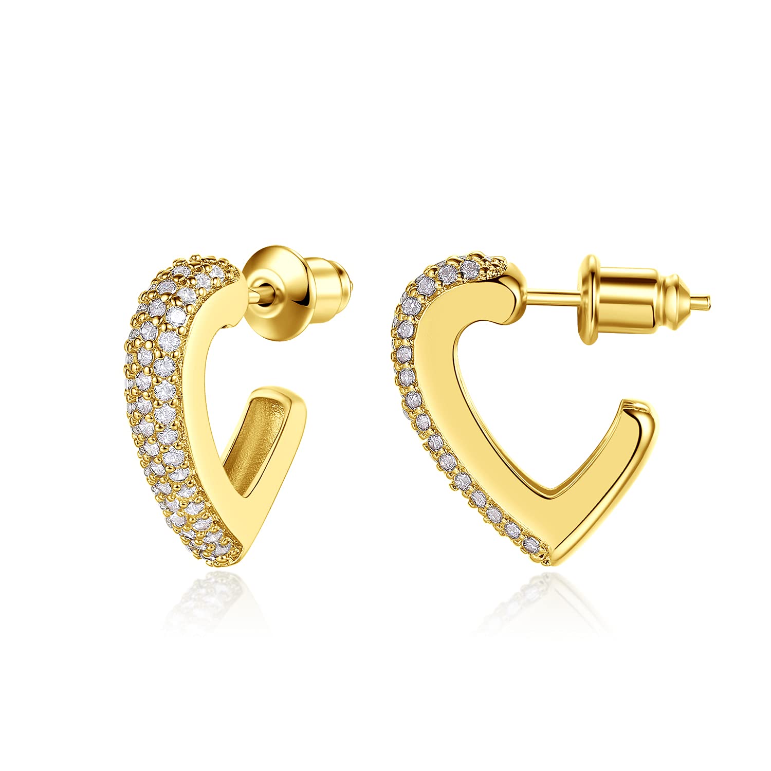 Stylish Cubic Zirconia Hoop Earrings for Women - Sterling Silver Interlocking Heart CZ Huggie Earrings | Perfect Jewelry Gift for Valentine's Day, Anniversary & Everyday Wear