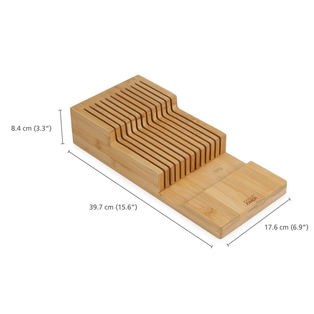 Joseph Joseph Bamboo 2-Tier Knife Organizer - Large Bamboo Knife Block Holder for Kitchen Countertop Storage - Perfect for Chefs & Home Cooks