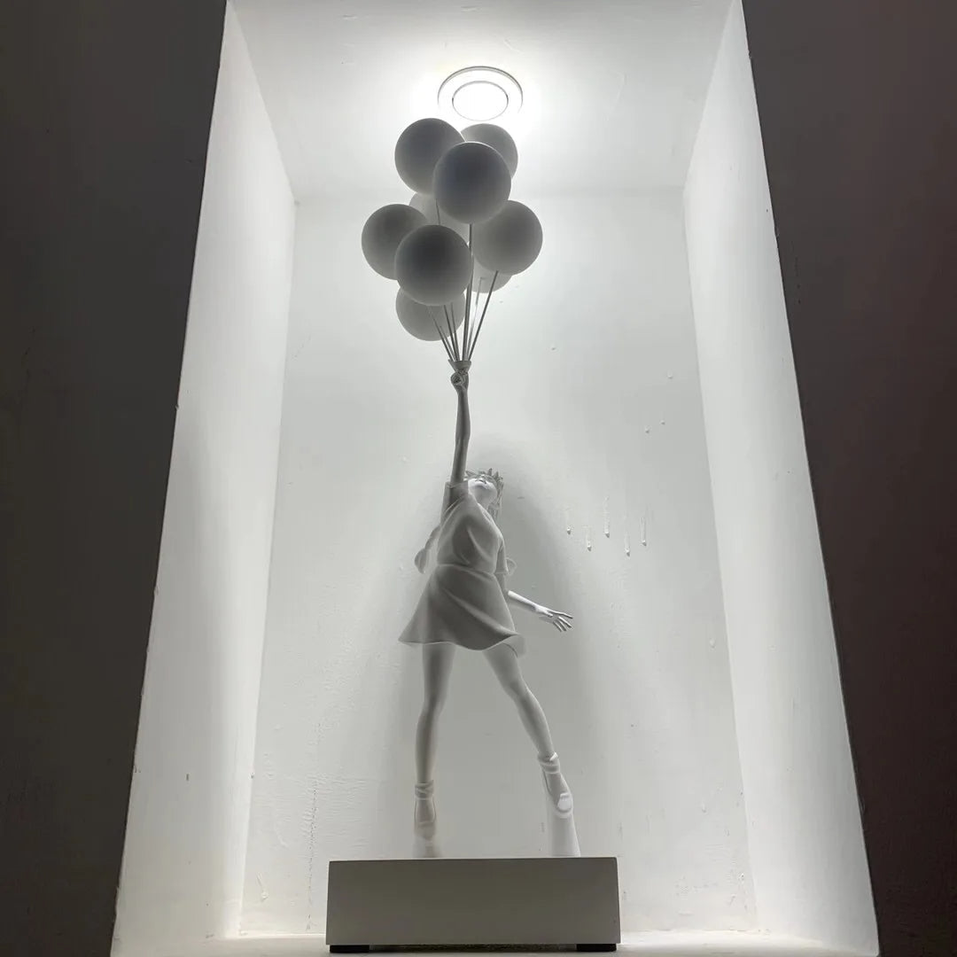 Banksy Flying Balloons Girl Art Sculpture - Street Art Collectible for Home Decor & Gift Giving