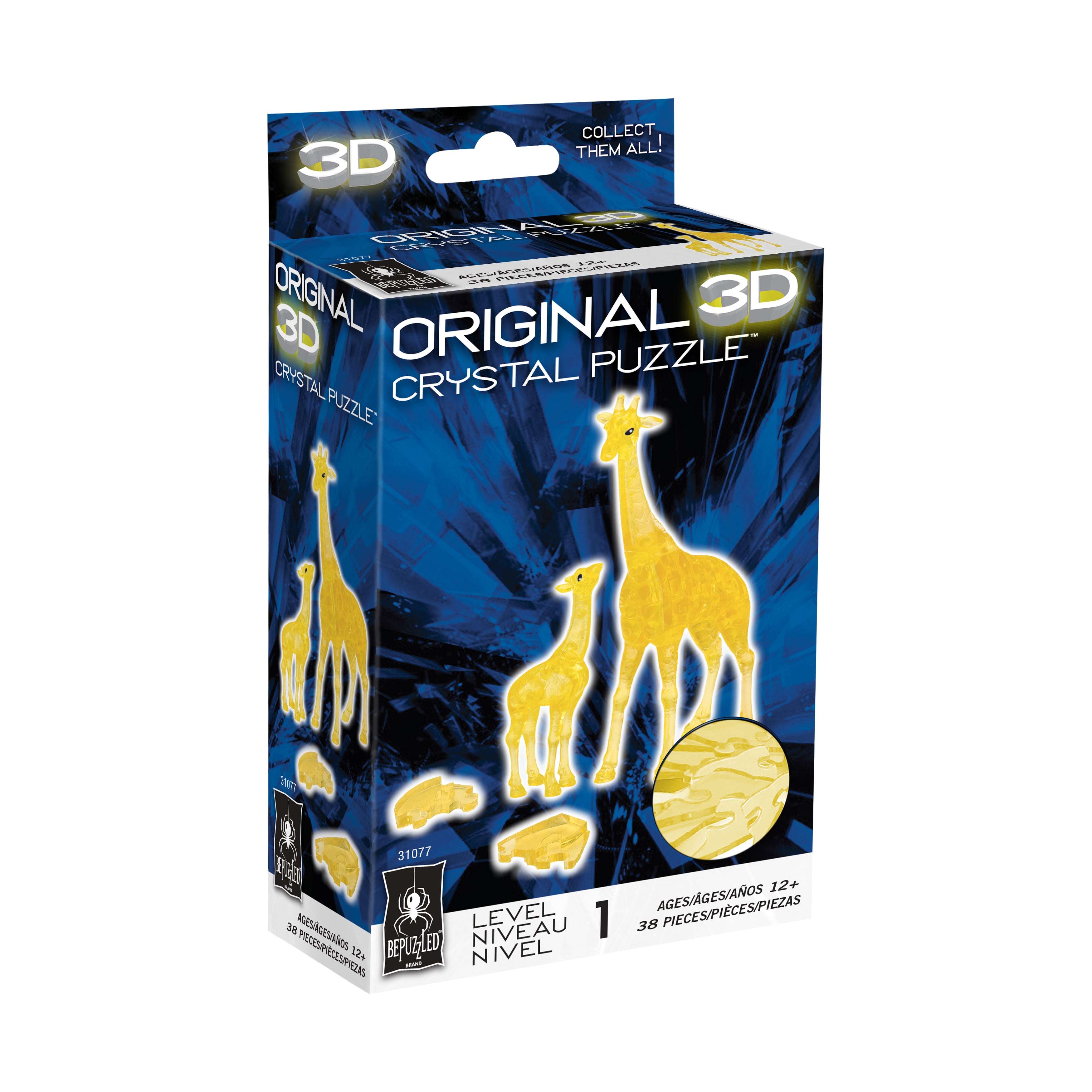 BePuzzled 3D Crystal Puzzle - Giraffe and Baby: 38 Piece Brain Teaser for Adults & Kids | Fun Family Game Night Activity & Educational STEM Toy