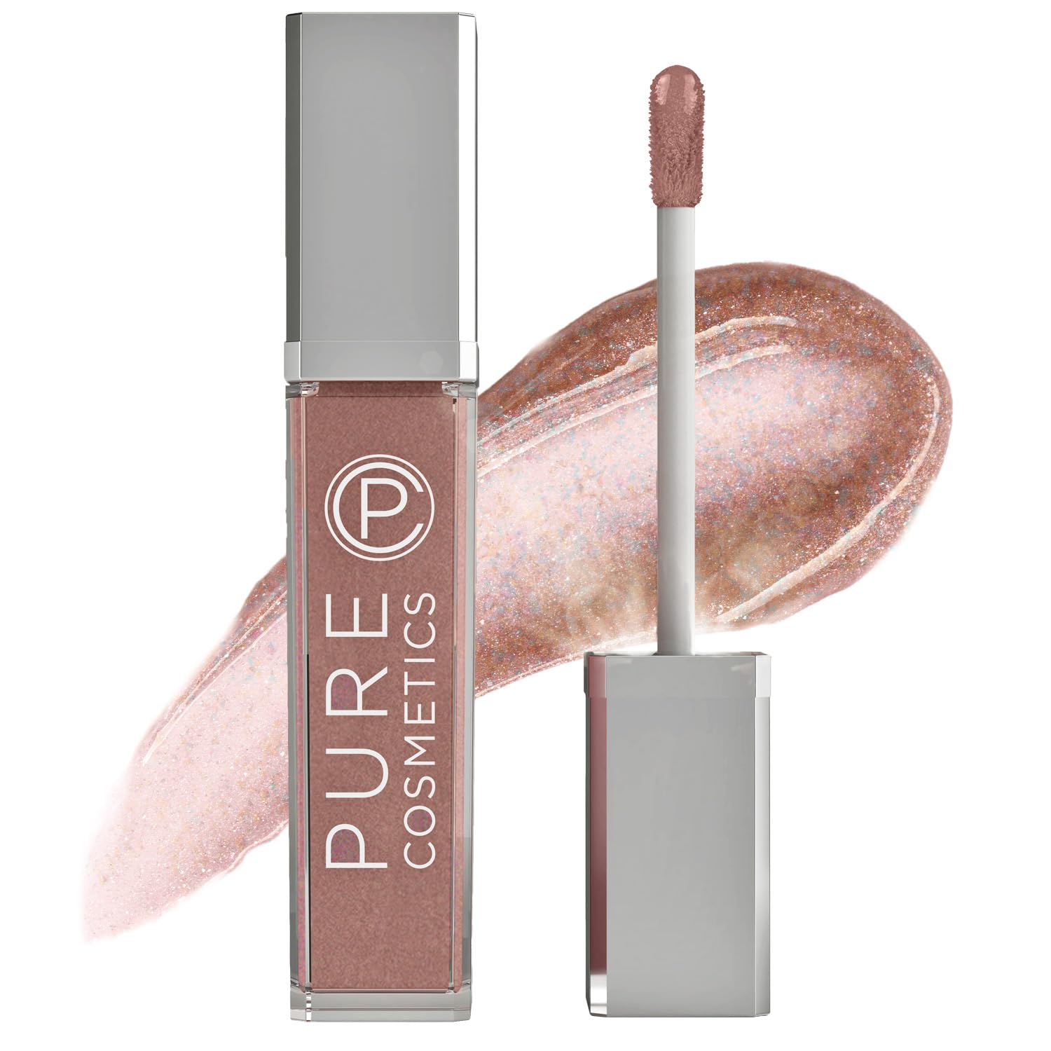 Pure Cosmetics Pure Illumination Lip Gloss with LED Light & Mirror - Non-Sticky Hydrating Lip Gloss for Dry Lips - Moisturizing & Protective Formula (Cosmic Latte) - Perfect for Night Out, Date Night & Makeup Touch-Ups