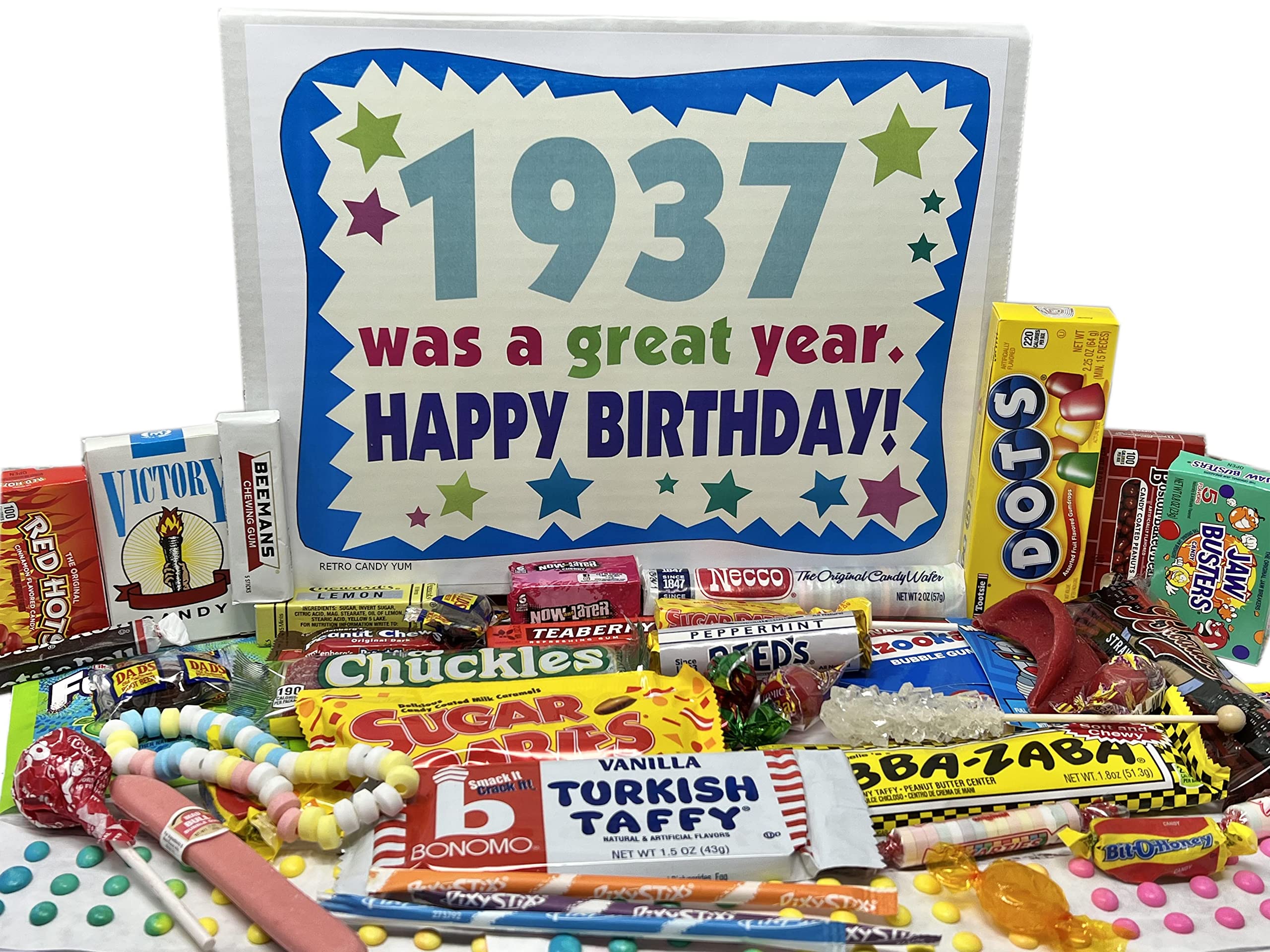 Vintage Candy Gift Box - Nostalgic 1937 Birthday Candy Mix for 88 Year Olds | Perfect 88th Birthday Gift for Men & Women Born in 1937 | Great for Birthday Parties, Retro Themed Events & Memory Lane Gifts
