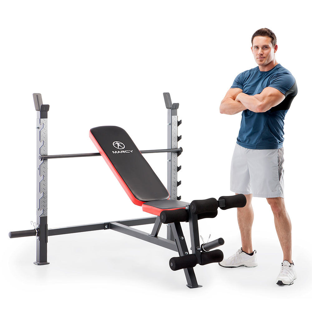 Marcy MWB-5146 Multi-Position Olympic Weight Bench for Home Gym - Adjustable Incline, Decline & Flat Workout Bench for Strength Training, Bodybuilding & Fitness - Perfect for Small Spaces & Home Workouts