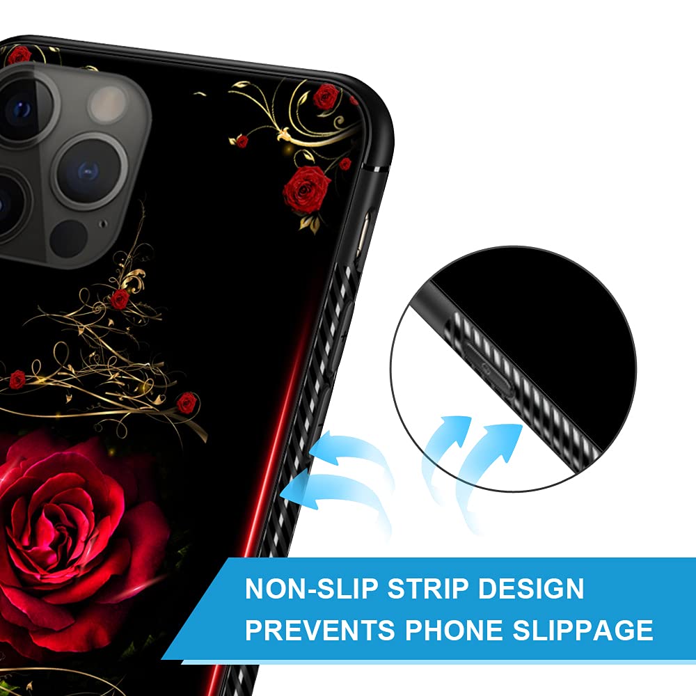 iPhone 11 Pro Max Case - Spiritual Rose Pattern Design, Hard PC Back with Soft TPU Bumper, Non-Slip Protective Cover for Women (6.5 Inch) - Perfect for Daily Use, Work & Travel