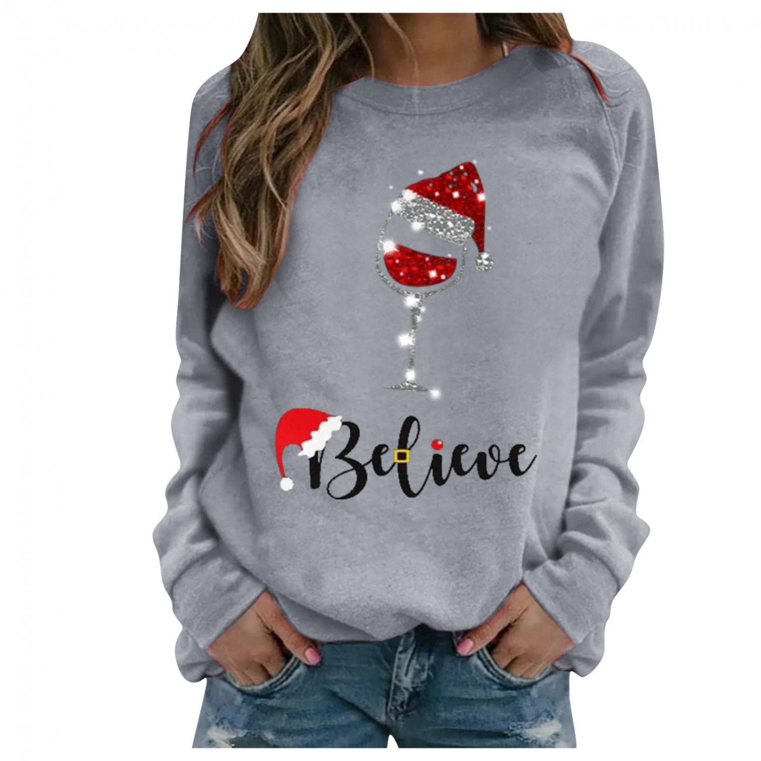 Bagelise Women's Christmas Movie Watching Sweatshirt - Cozy Long Sleeve Holiday Top for Xmas Parties & Family Gatherings