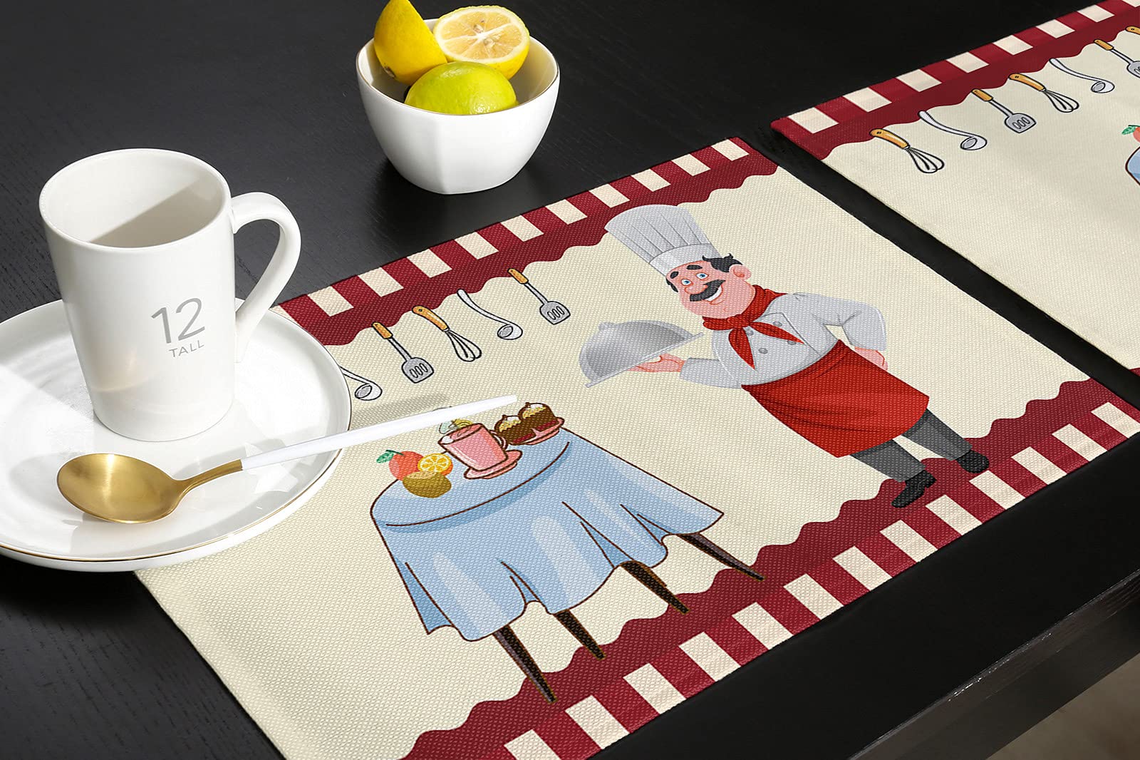 Heat-Resistant Non-Slip Washable Kitchen Placemats Set of 4 - Premium Table Mats for Chefs, Gourmet Dining, Dessert & Cake Presentation - Ideal for Dinner Tables, Outdoor Weddings & Everyday Kitchen Use