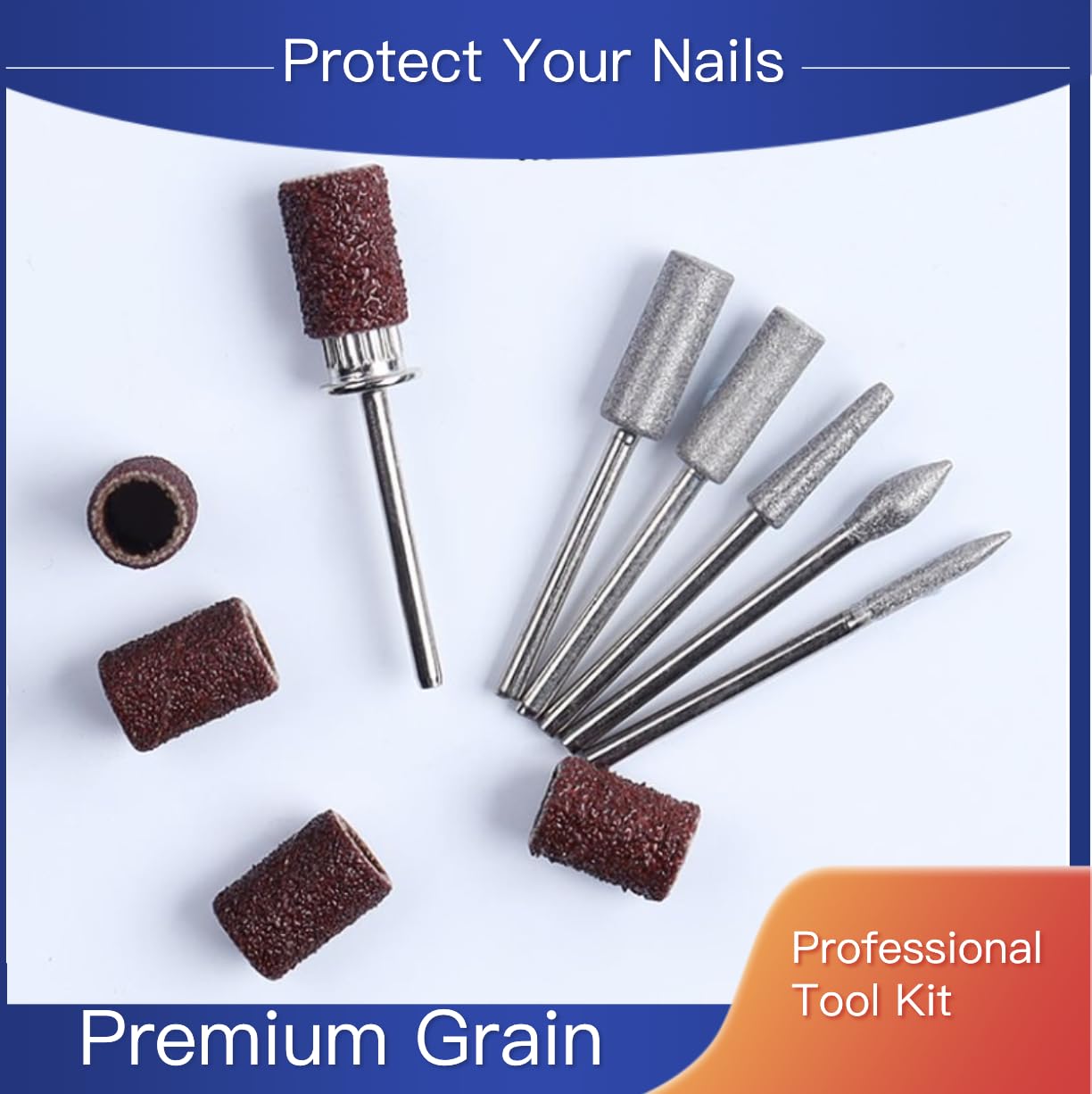 Professional 6Pc Nail Drill Bit Set for Acrylic Nails, Manicure & Pedicure - Includes Crystal Nail Files, Sanding Bands & Drill Bits - Perfect for Nail Salons, Home Use & DIY Beauty Care