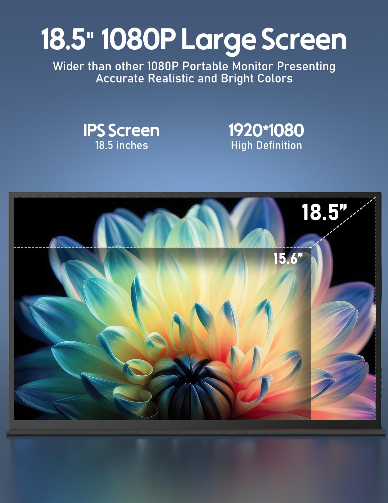 HONGO 18.5 Inch 100Hz Portable Monitor 1080P FHD IPS HDR Gaming Display with Stand - Ultra Slim Travel Second Screen for Mac, PC, Laptop, Xbox, PS5/4 - Perfect for Work, Gaming & Entertainment On The Go