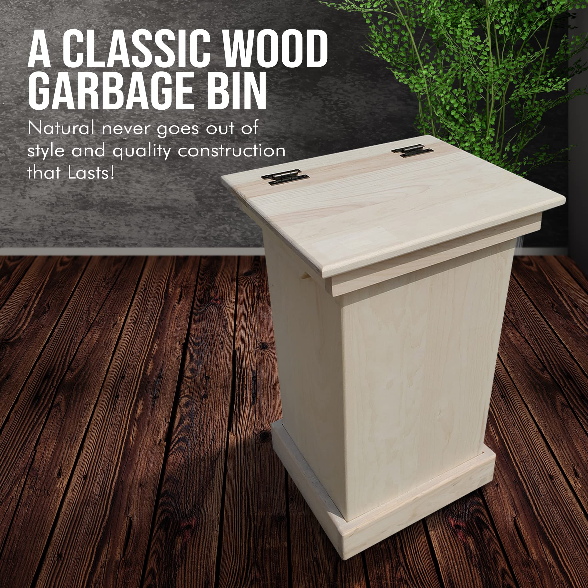 Amish Handmade Wooden Hidden Trash Can Cabinet - Unfinished Kitchen Waste Bin Storage with Stylish Design | Perfect for Farmhouse, Rustic & Modern Kitchens, Pantries & Bathroom Organization