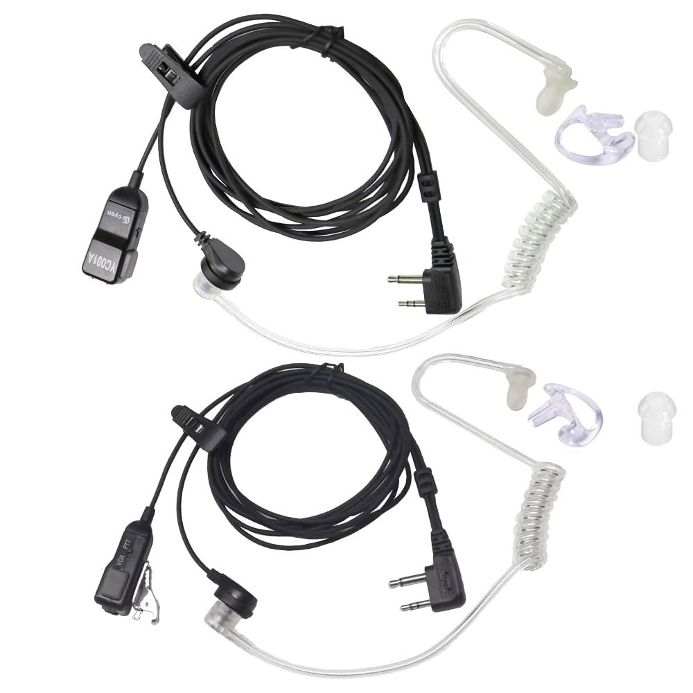 Cyen Two-Way Radio Headset with Noise Canceling & Transparent Security - Compatible with Midland Walkie Talkie GMRS/FRS Radios (PTT/VOX) - Perfect for Security, Construction & Outdoor Activities - Pair