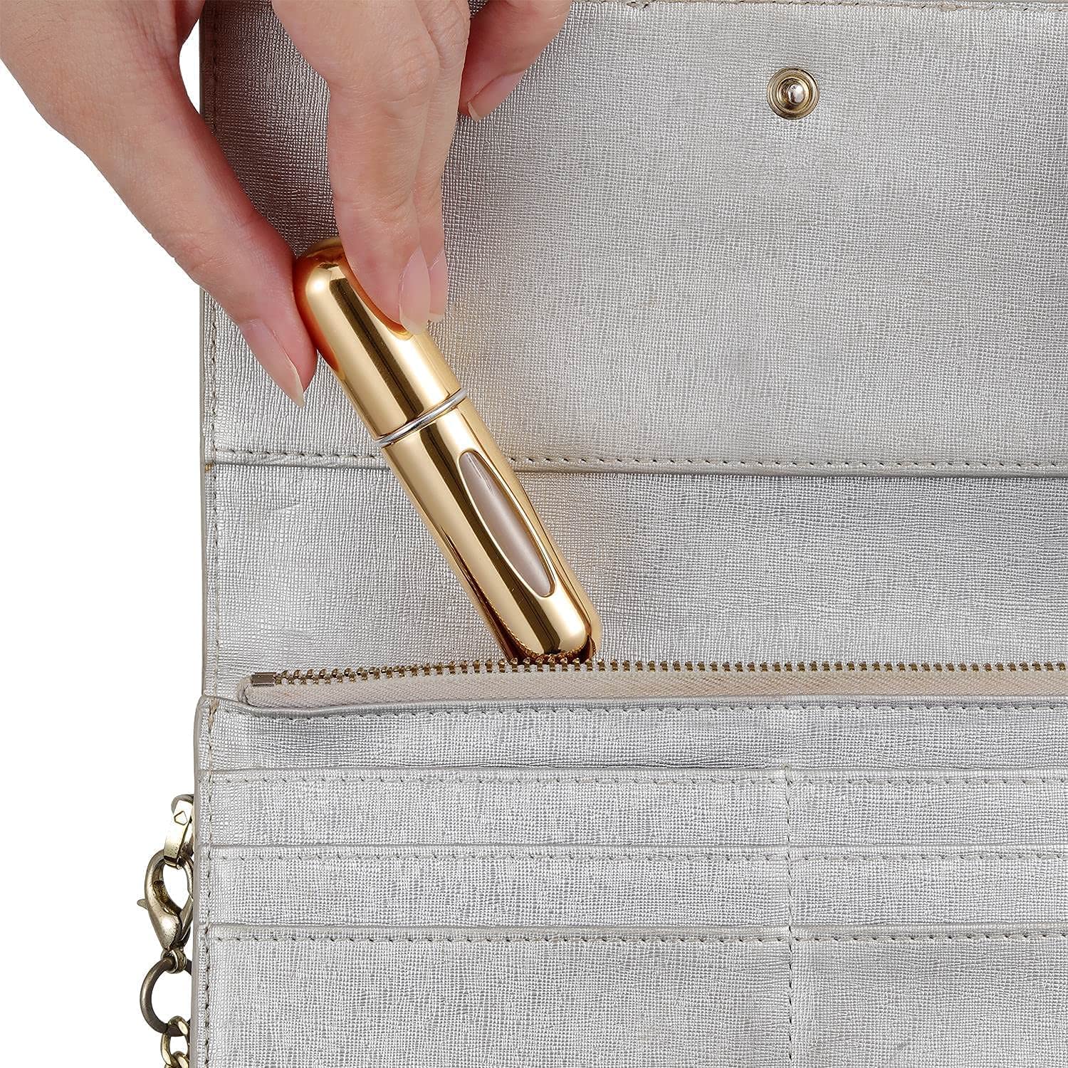 BESTAQUA 5ml Portable Mini Refillable Perfume Atomizer Bottle - 4 Pack Travel Perfume Spray Set for Women & Men, Leak-Proof Scent Pump Case for Purse, Gym Bag, Office & Vacation Travel Accessories