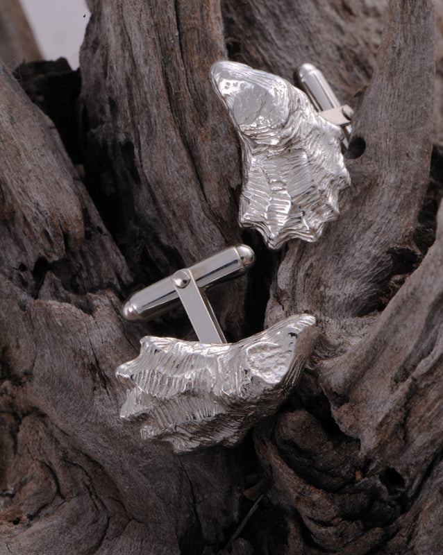 Elegant Sterling Silver Oyster Shell Cufflinks for Men - Perfect for Weddings, Business & Formal Occasions