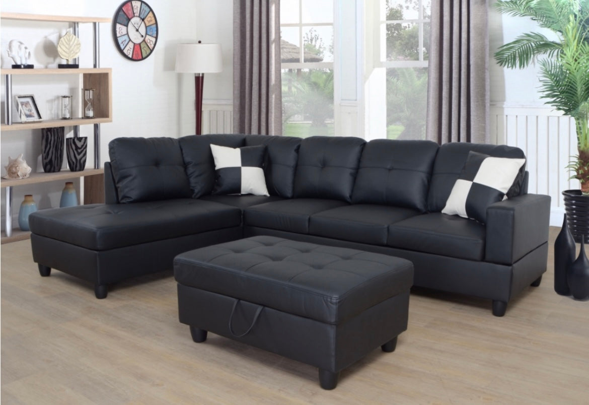 Bellmont Sectional Sofa with Storage Ottoman - Modern L-Shaped Couch for Living Room, Family Room & Small Spaces - Comfortable & Stylish Home Furniture with Hidden Storage Compartment