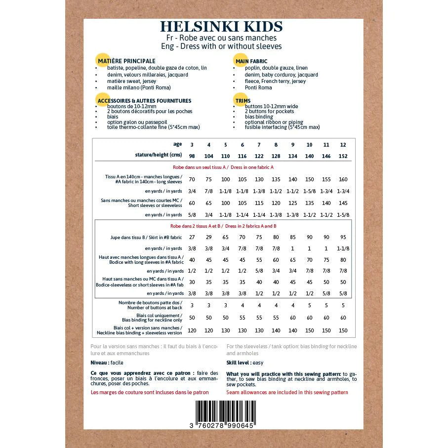 Helsinki Dress Pattern for Girls Age 3-12 Years | DIY Sewing Project for Kids Clothing, Birthday Outfits & Special Occasions