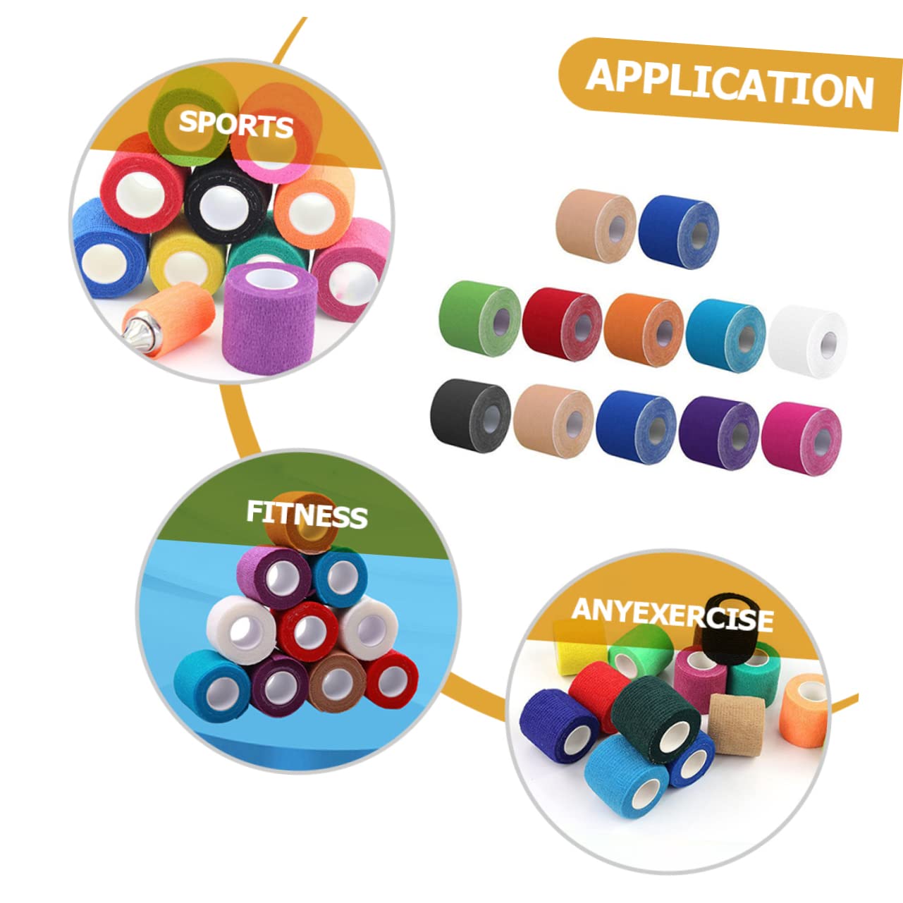 CATIEBYE 12 Rolls Sports Tape - Kinesiology Athletic Tape for Injury Support & Pain Relief - Breathable Non-Woven Fabric for Running, Gym Workouts & Sports Recovery