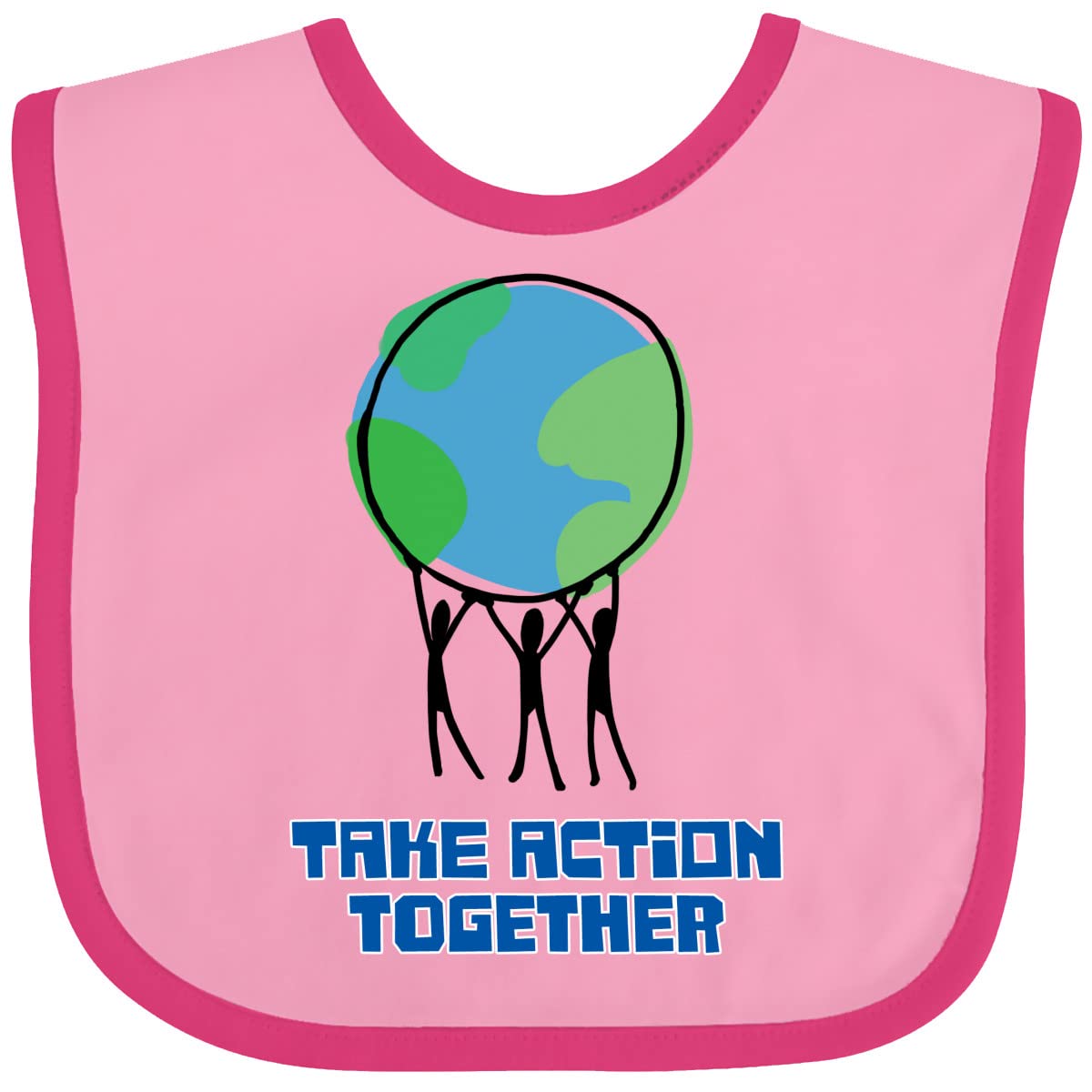 Inktastic Take Action Together Save the Planet Baby Bib - Eco-Friendly Organic Cotton Drool Bib for Infants & Toddlers - Perfect for Feeding, Playtime & Earth Day Events