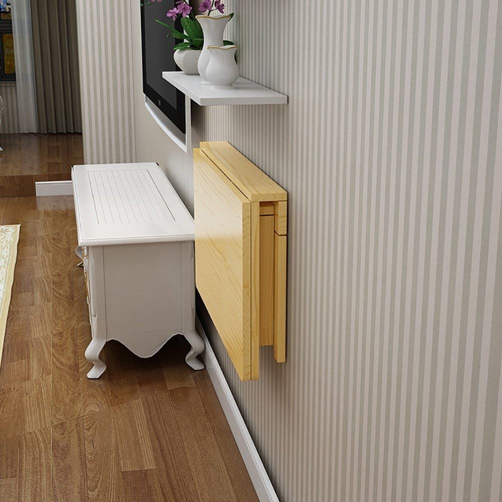 Solid Wood Wall-Mounted Folding Desk - Adjustable Drop-Leaf Computer Desk with Double Brackets for Home Office, Study & Dining | Space-Saving Wall Decor Solution for Small Apartments & Dorms