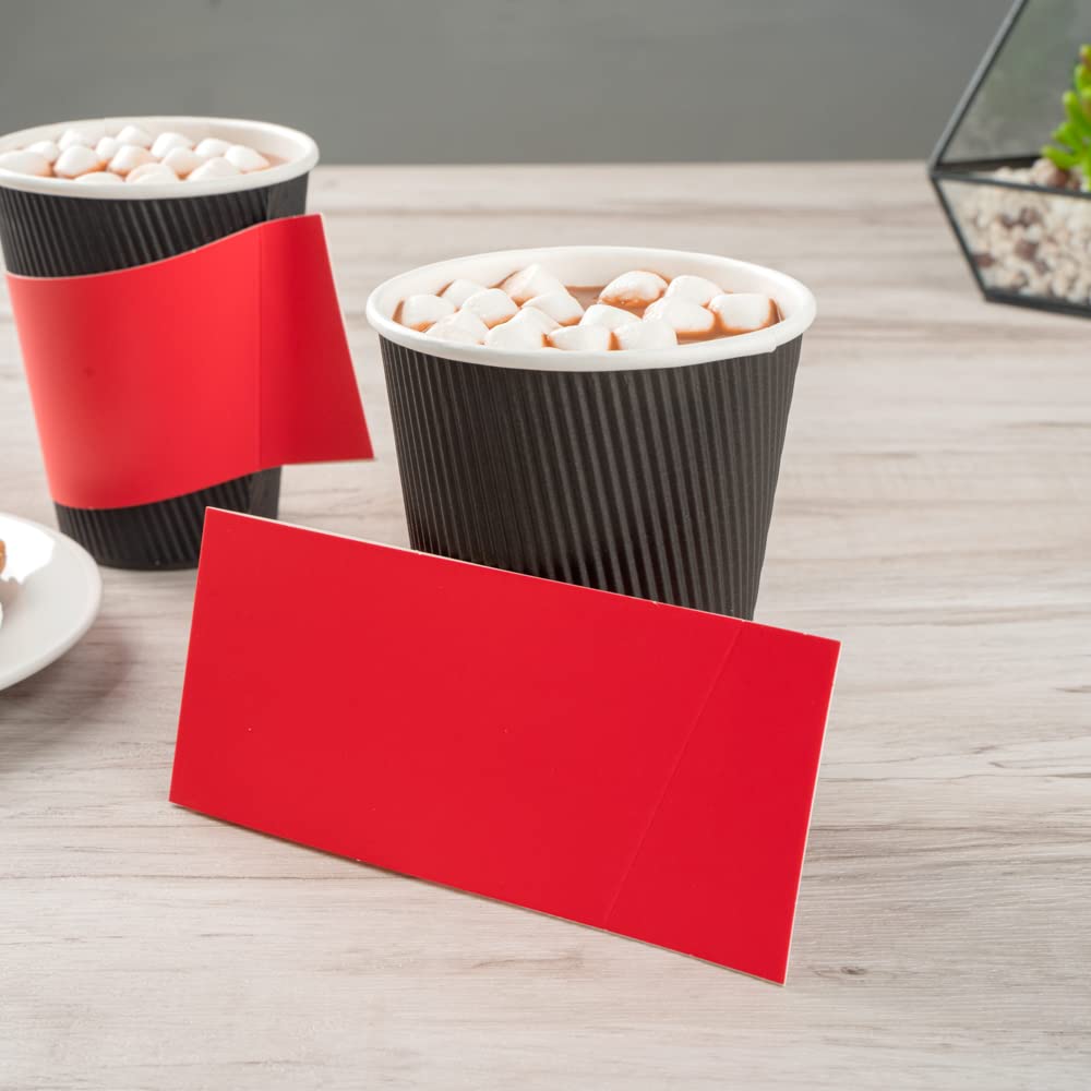 Restpresso Hot Coffee Sleeves with Handle - 1000 Disposable Cup Sleeves for 12, 16 & 20 oz Cups | Red Paper Cup Jackets for Coffee Shops, Cafes & Takeout (Cups Sold Separately) - Perfect for Baristas, Coffee Shops & Office Break Rooms