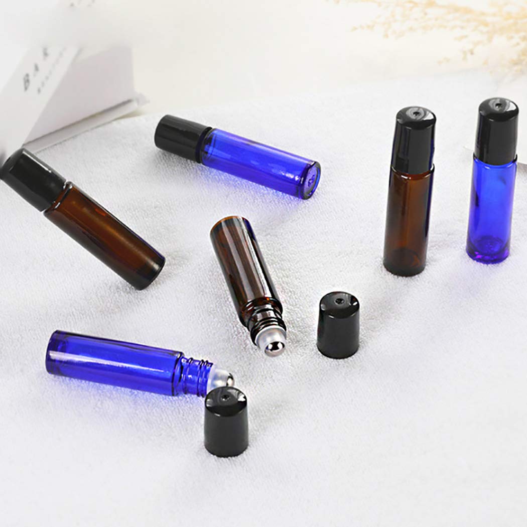 Boxoon Essential Oil Roller Bottle Set - 0.33oz Glass Roller Bottles for Aromatherapy, Perfume & DIY Blends | Portable Travel Size for Home, Office & On-the-Go Use