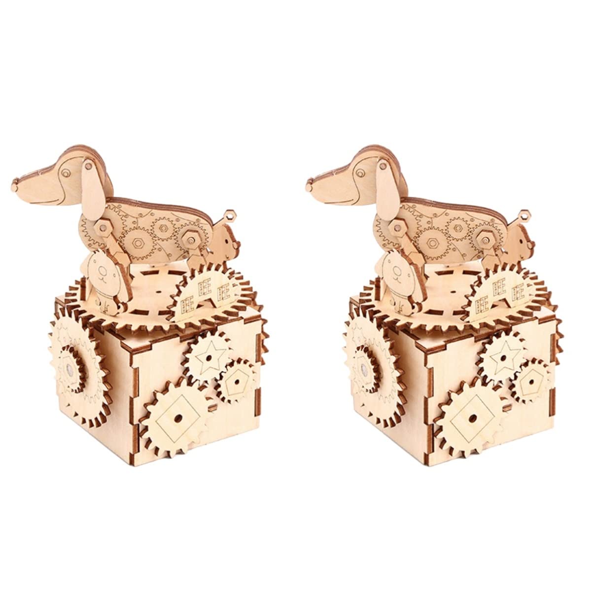 2PCS Wooden Musical Puzzle Box - DIY Assembly Brain Teaser Jigsaw Toy for Kids & Adults - Perfect for Birthday Gifts, Home Decor & Stress Relief