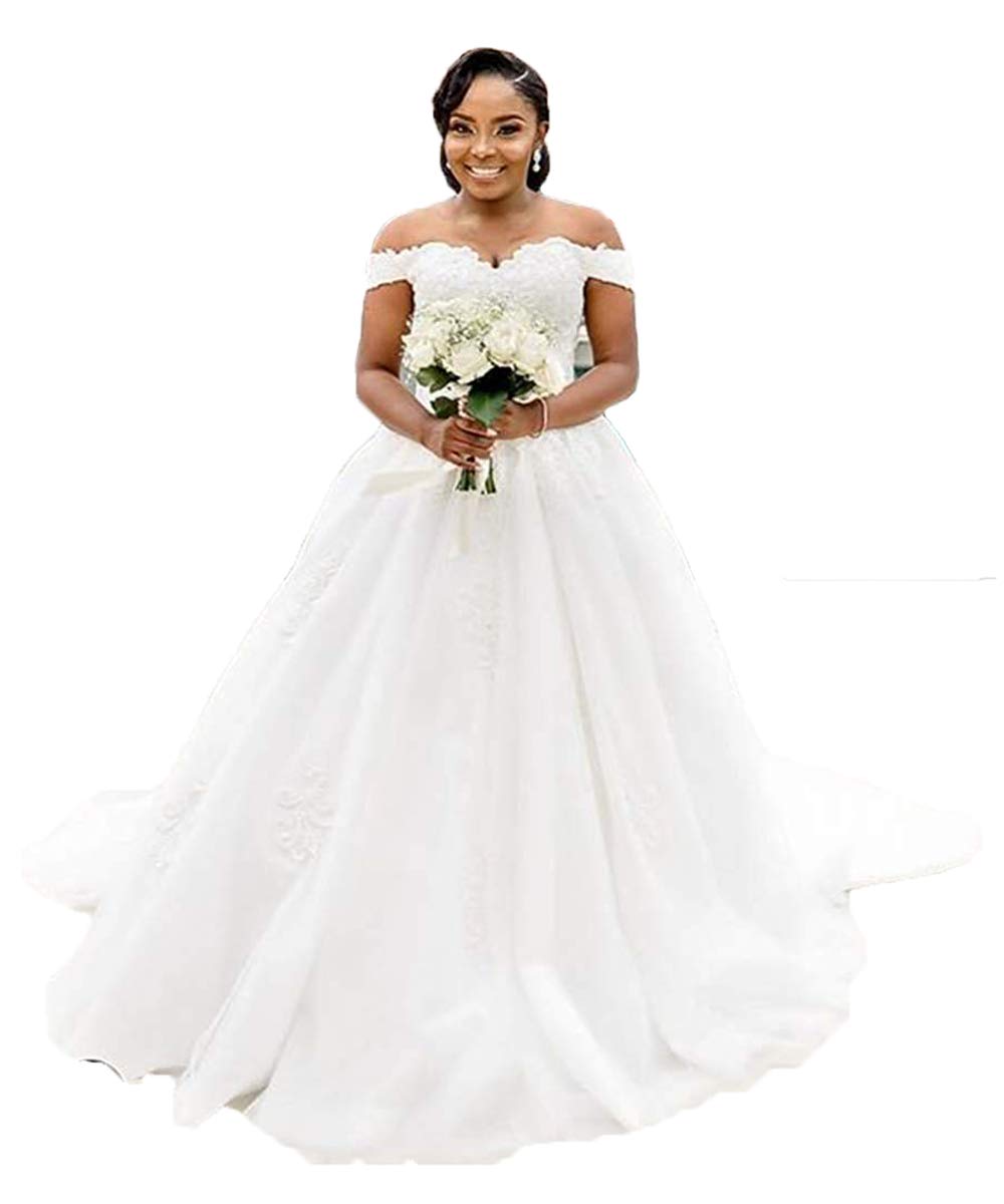 2024 Ivory Princess Off-The-Shoulder Wedding Dress with Lace Applique - Elegant Bridal Ball Gown for Bride | Perfect for Beach Weddings, Church Ceremonies & Formal Receptions