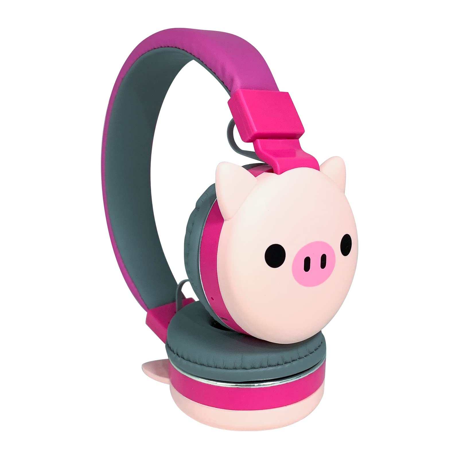 Wireless Bluetooth Kids Headphones with FM, Stereo Sound, Over-Ear Design for Study & Music - Cartoon Pig Style (Pink) - Perfect for Online Classes, Travel & Home Learning