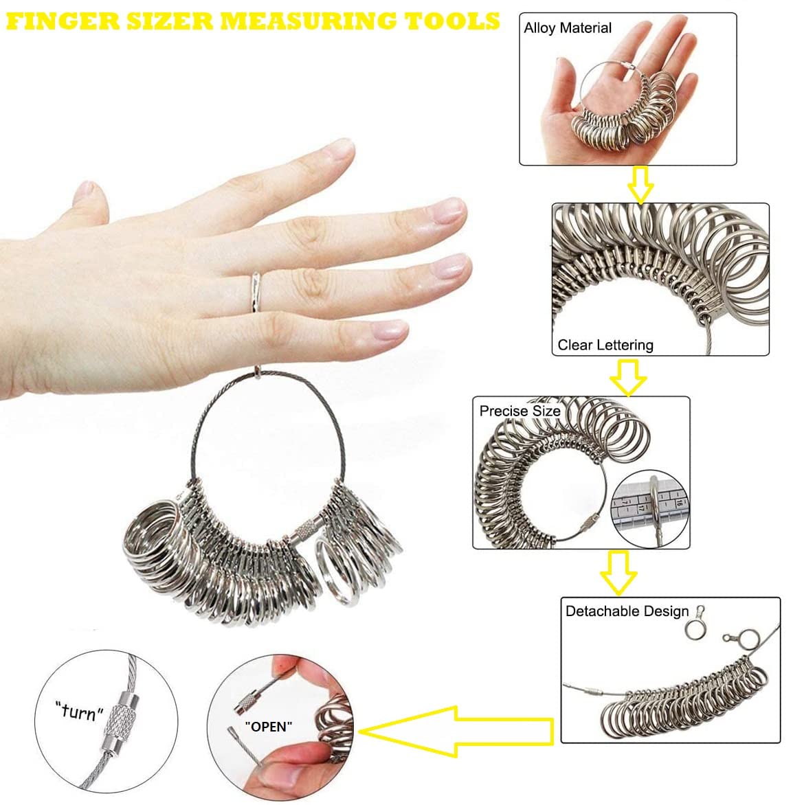 Utoolmart Professional Ring Sizer Measuring Tool Kit - 28 Circle Models Finger Gauge with Rubber Hammer for Jewelry Making (US/UK Sizes A-Z) - Perfect for Engagement Rings, Wedding Bands & Jewelry Crafting at Home or Store