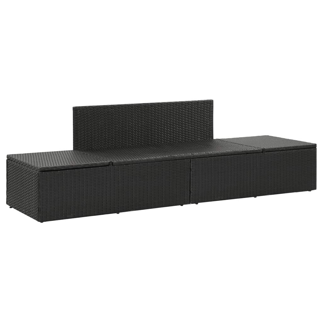 **Black Poly Rattan Patio Chaise Lounge Chair with Cushions - Outdoor Sun Lounger & Sun Bed for Porch, Poolside, Garden - Perfect for Relaxing by the Pool or Sunbathing**
