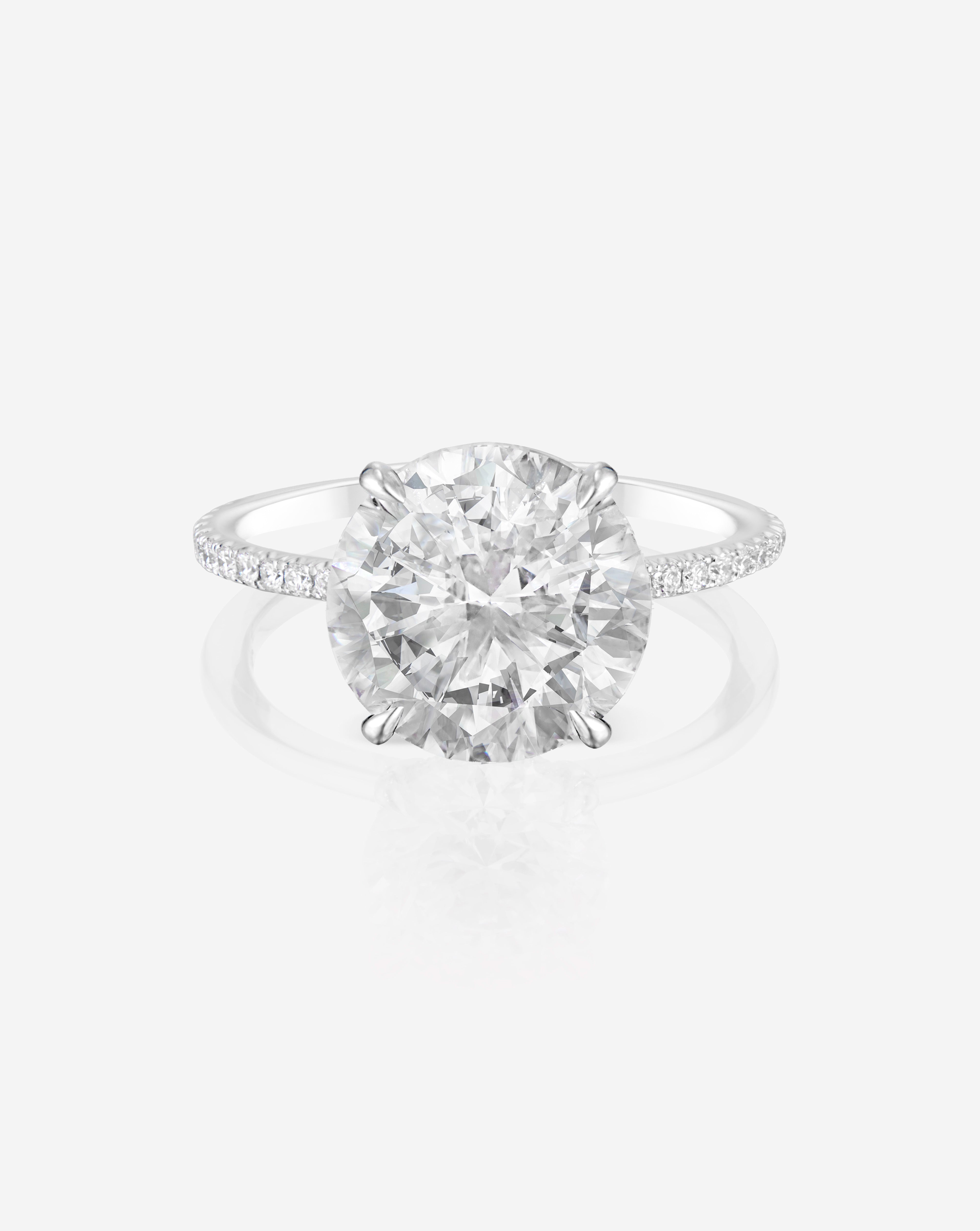 4.01 Carat Lab Grown Diamond Round Brilliant Cut Whisper Thin® Pavé Engagement Ring - Perfect for Proposals, Weddings & Anniversary Gifts