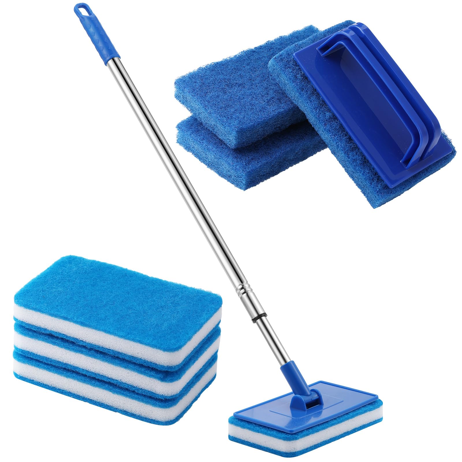 6-Pack Small Handheld Pool Scrub Brushes - Surface Cleaning Scouring Sponge Pads for Swimming Pools, Tile Grout, Walls, Spas, Kitchen & Bathroom Tubs - Perfect for Pool Maintenance & Household Deep Cleaning