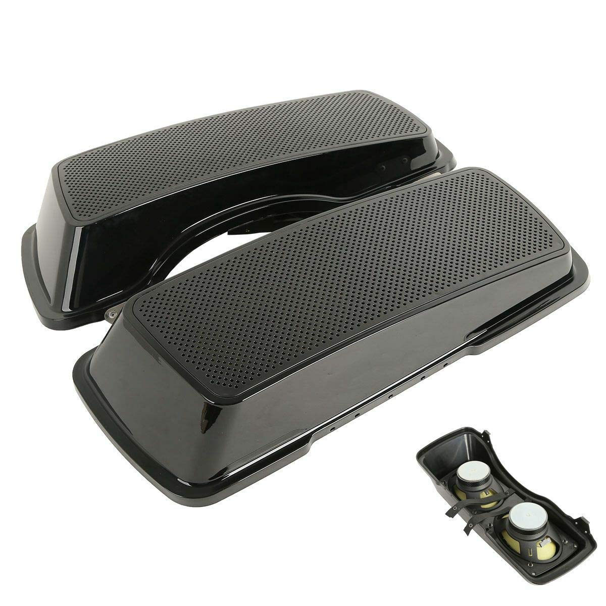 TCT-MOTORPARTS 6x9 Inch Saddlebag Speaker Lids with 4 Speakers - Compatible with Harley Touring Road King, Street Glide, Electra Glide Ultra Classic 1994-2013 - Perfect for Motorcycle Audio Upgrades & Long Rides