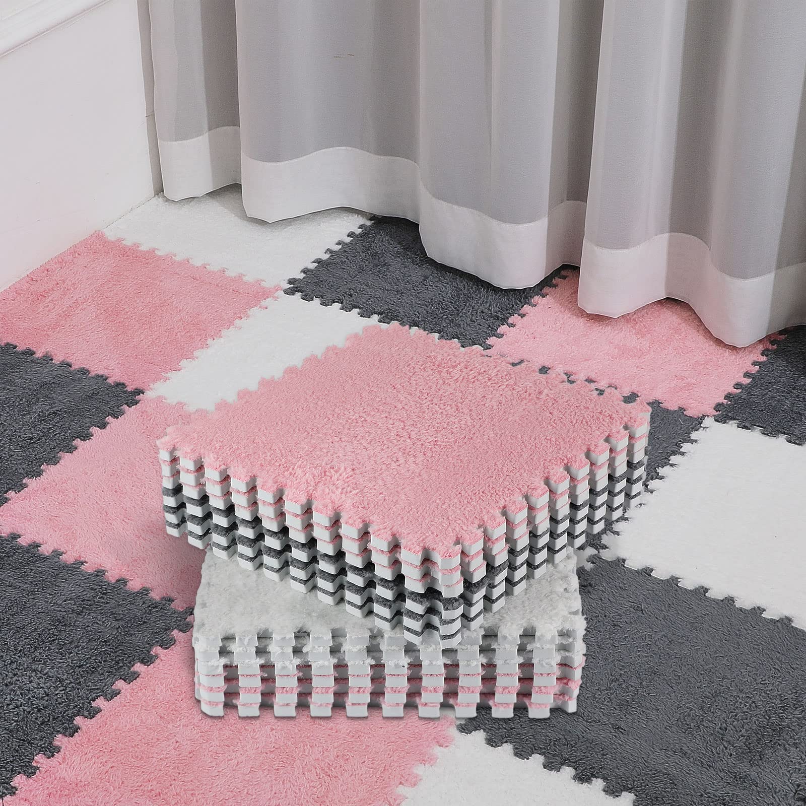 36-Piece Plush Foam Play Mat - Interlocking Floor Tiles for Kids Playroom & Nursery