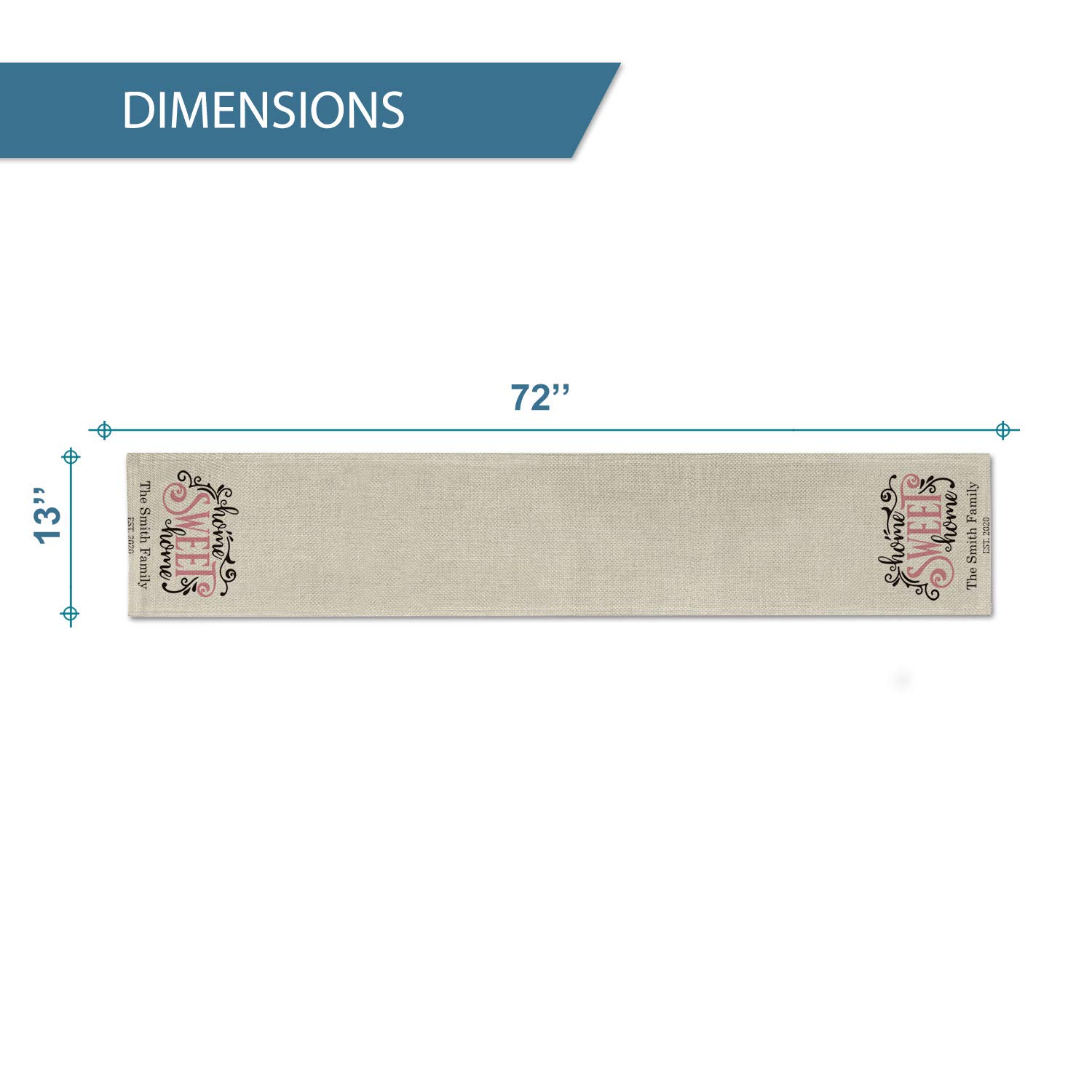 Personalized Table Runner with Family Last Name & Established Year - 13 x 72 Inch Custom Tablecloth for Kitchen & Dining - Indoor/Outdoor Decoration for Weddings, Holidays & Family Gatherings