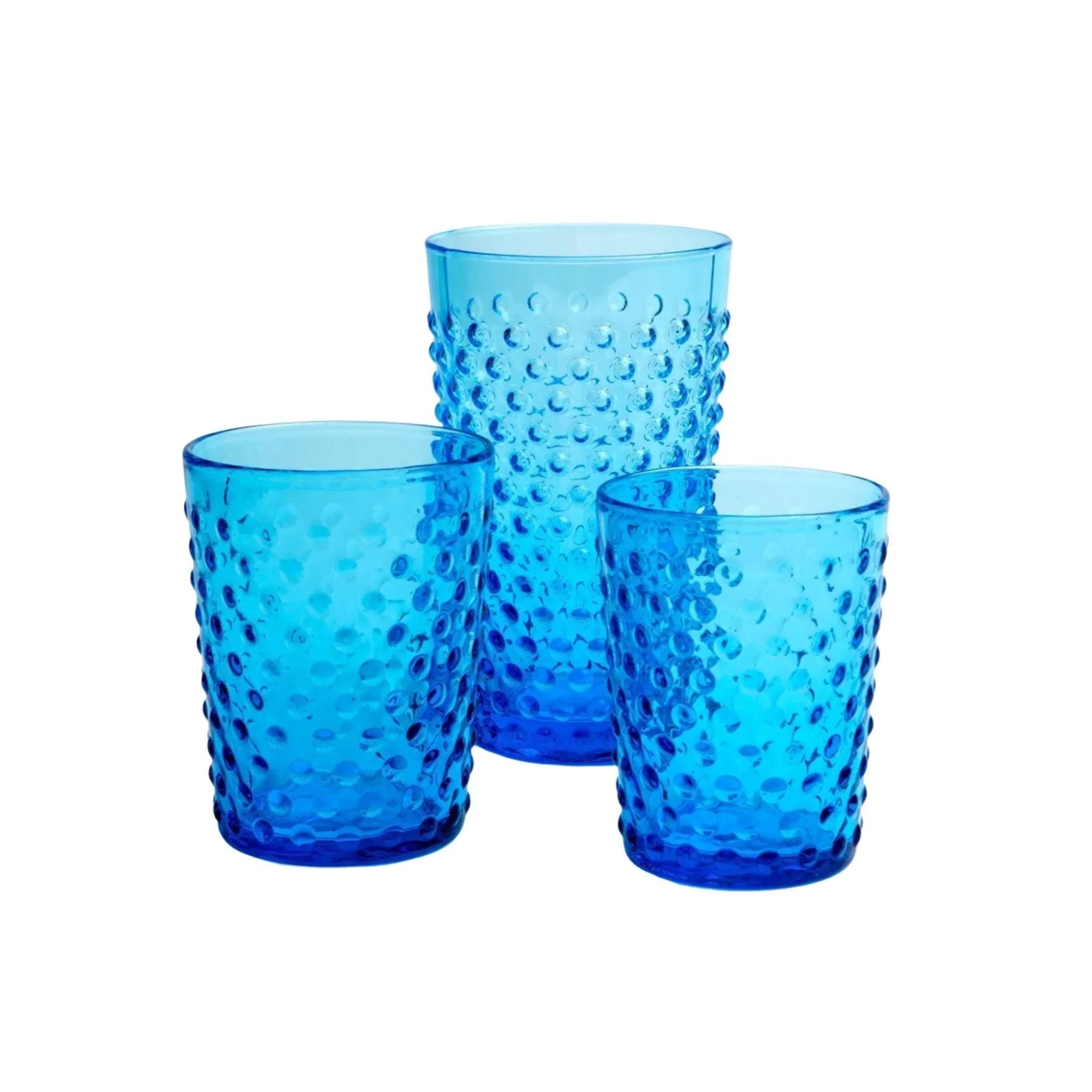 Hand Blown Glass with Raised Dots - True Blue Drinking Glasses for Wine, Cocktails & Home Decor - Elegant Barware & Unique Gift Idea
