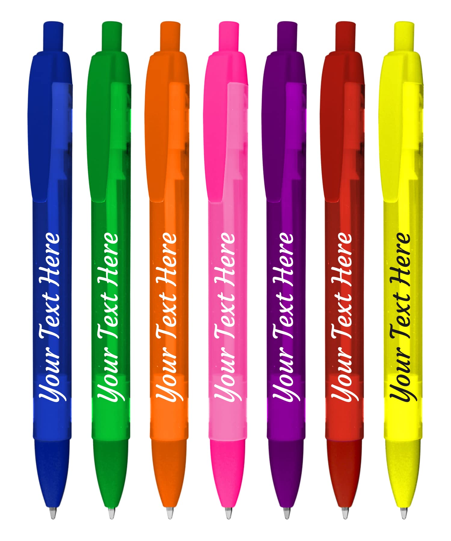 Custom Printed USA Made Personalized Ballpoint Pens - Frosted Colored Wide Barrels with Solid Trim for Promotional Gifts, Corporate Events & Branding (Pack of 250, Assorted) - Perfect for Trade Shows, Business Meetings & Employee Appreciation